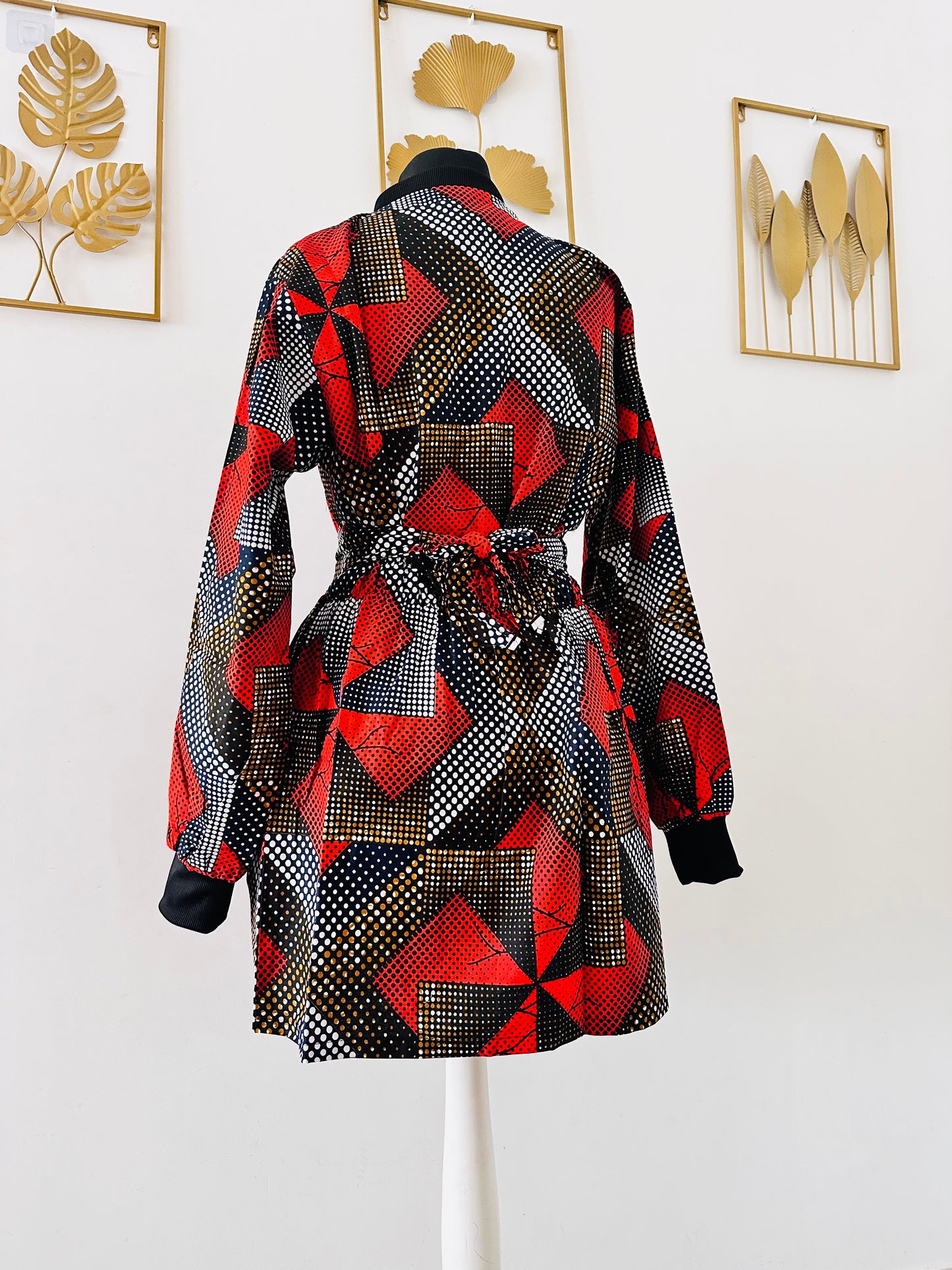 Jupe courte en wax taille haute - Wax rouge