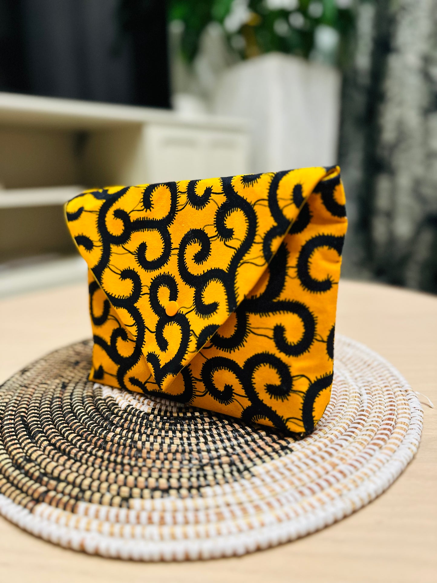Pochette en Wax jaune