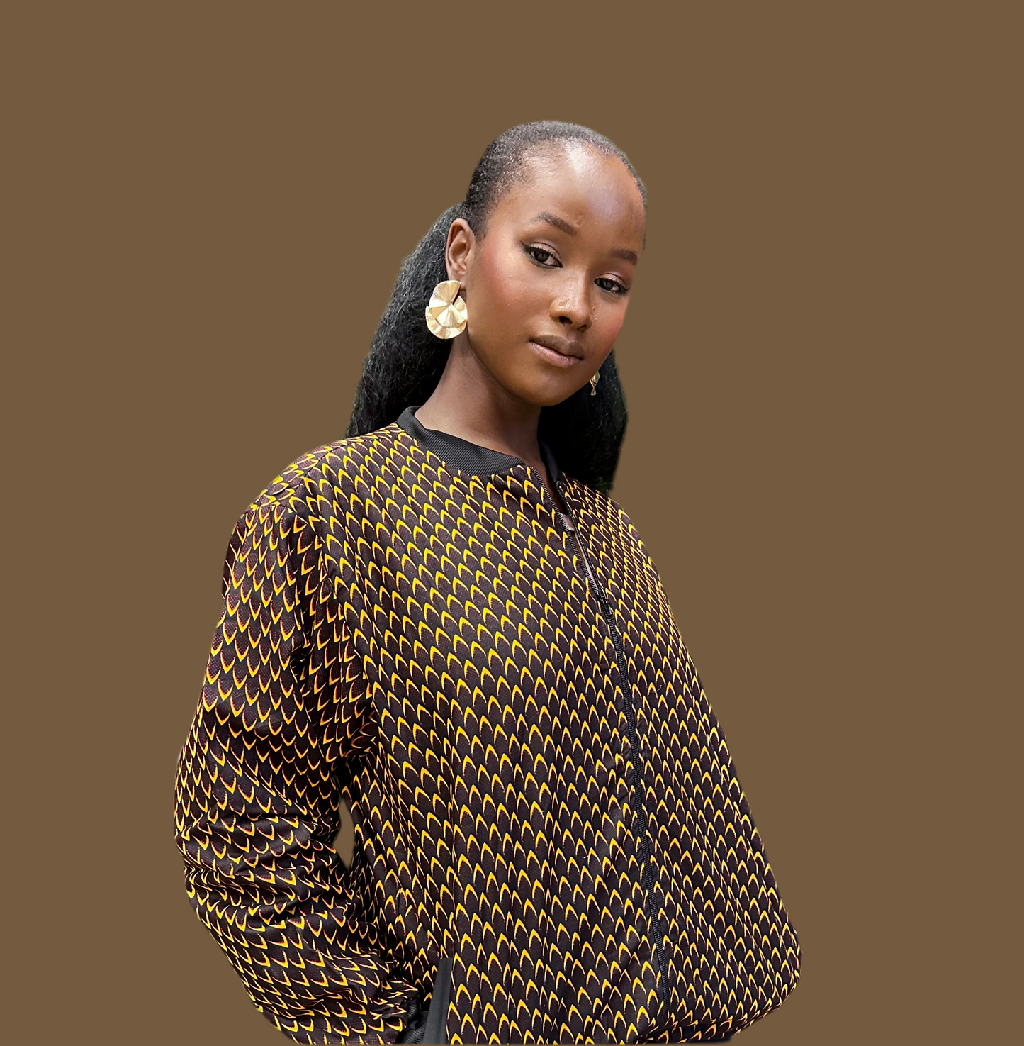 Bomber en wax mixte - Wax marron