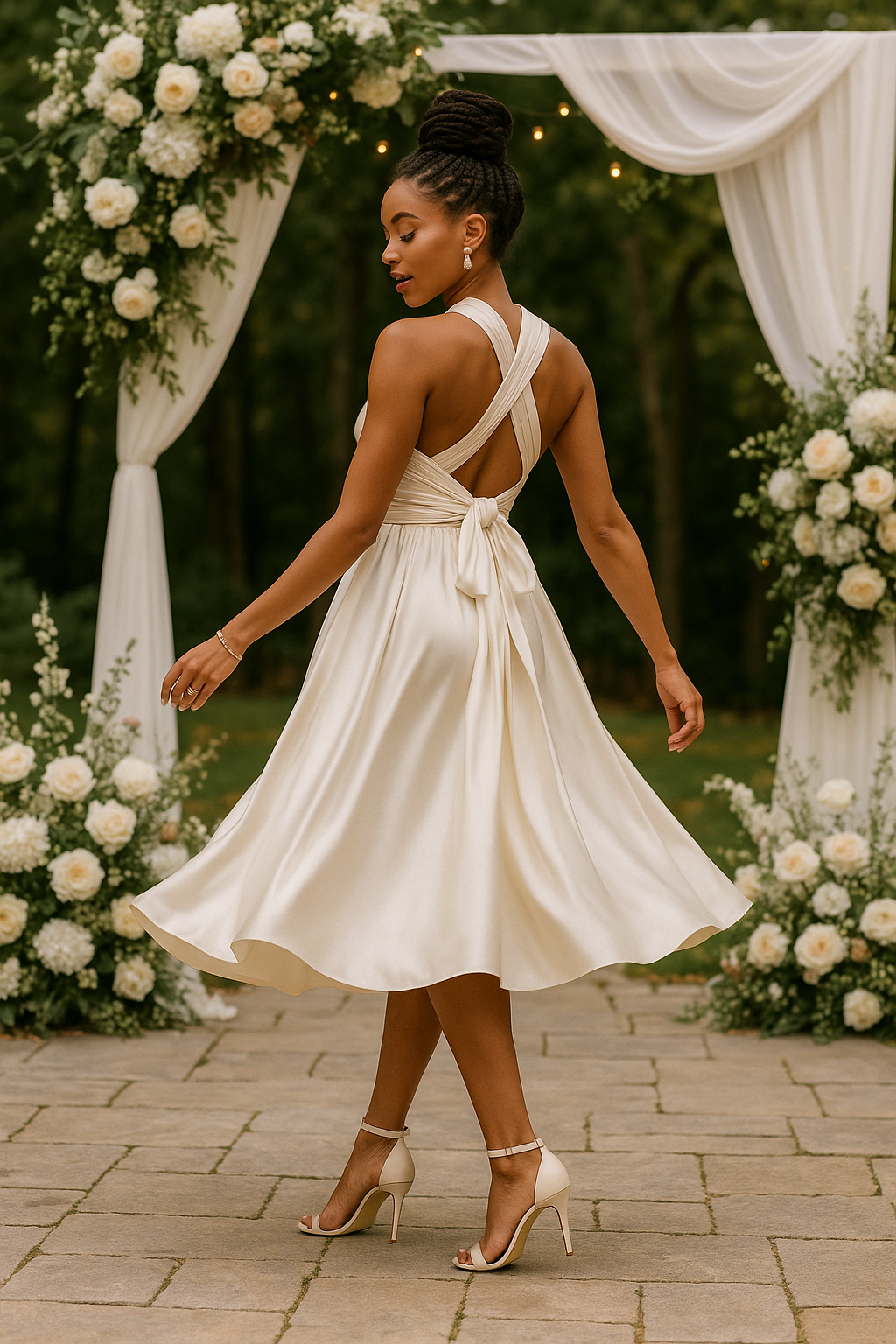 Robe Infinity Demoiselle d’Honneur – Satin Blanc Cassé