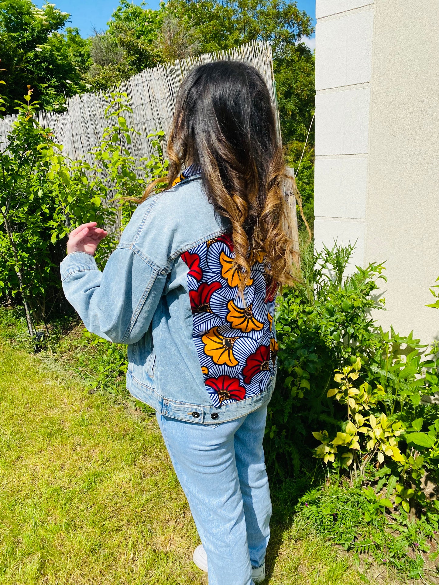 Veste en jean customiser - Veste Wax femme