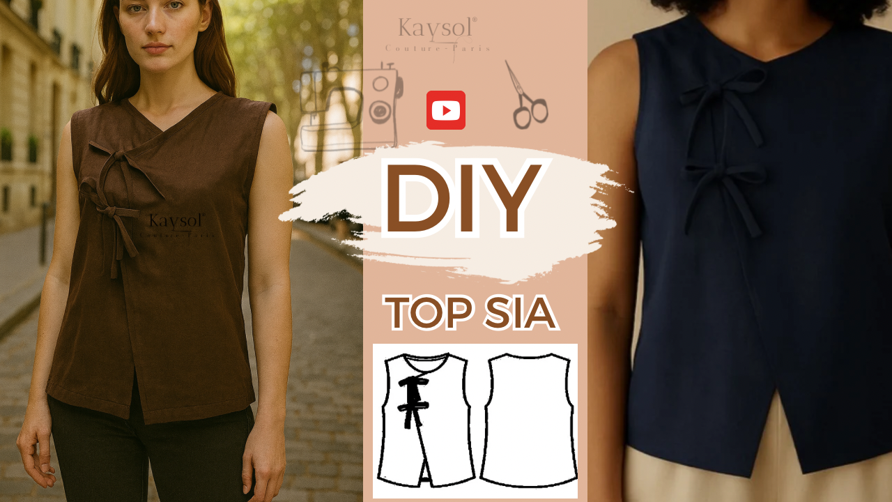 Patron de couture PDF – Haut à nouer SIA (tailles 34-56) | Instructions claires