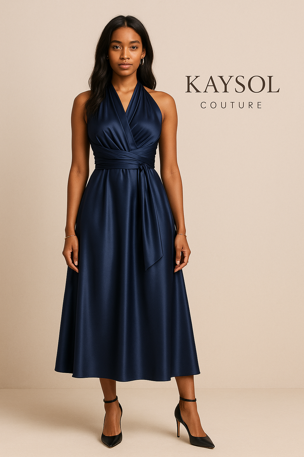 navy blue infinity bridesmaid dress Azazie Aliani Ready to Ship Dark Navy Chiffon Bridesmaid Dresses