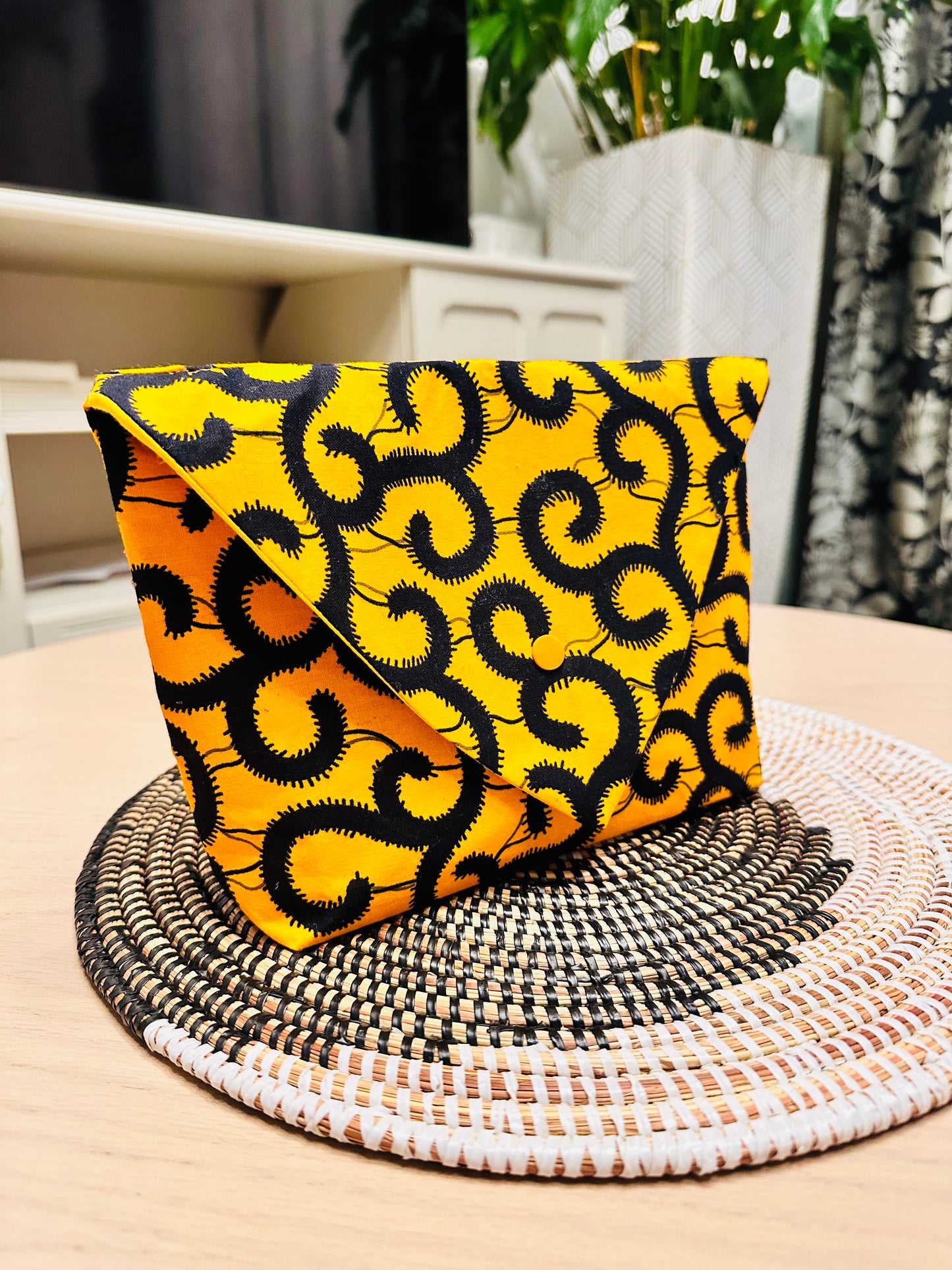 Pochette en Wax jaune