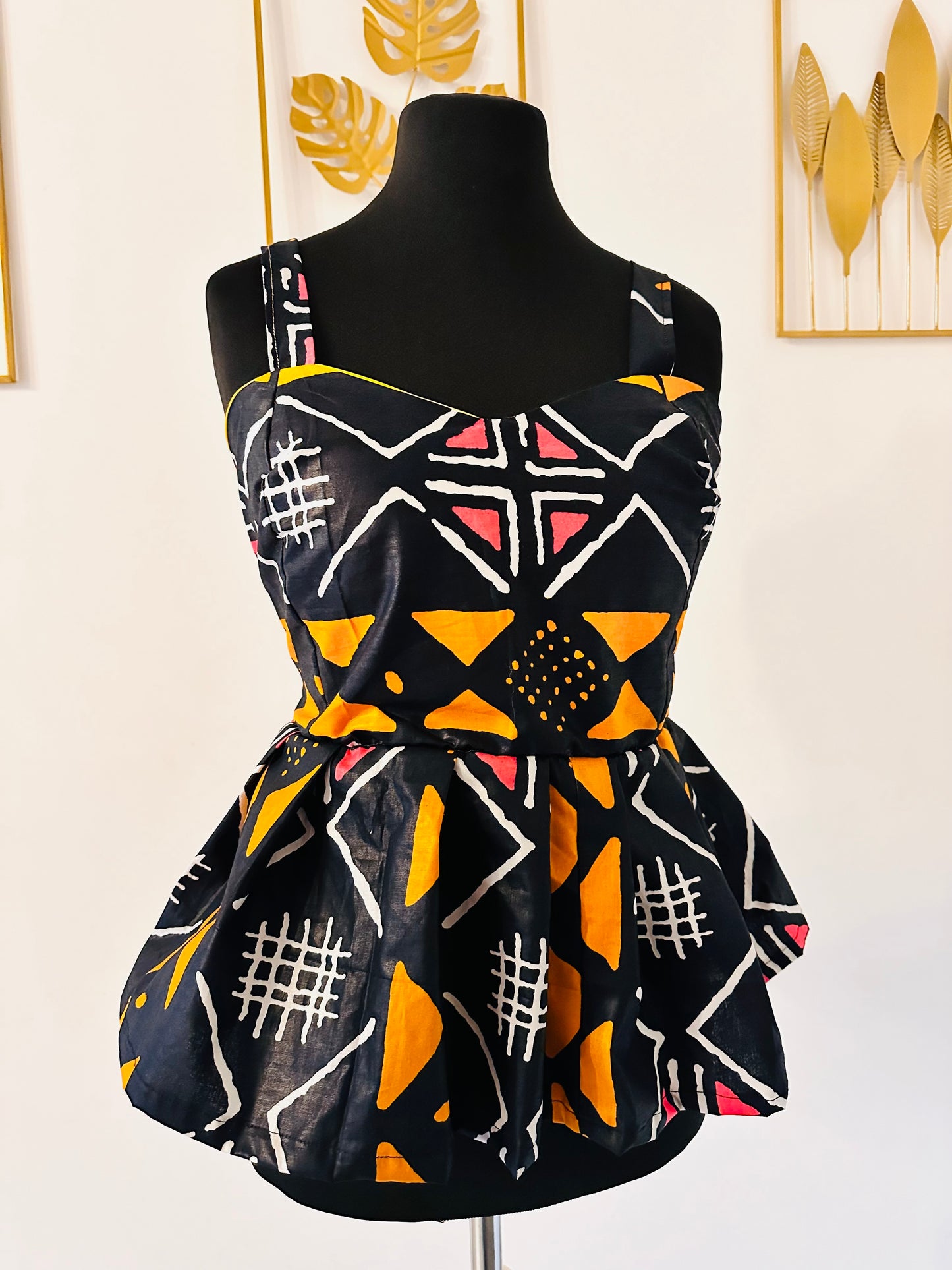 Bustier en wax - haut style corset en pagne