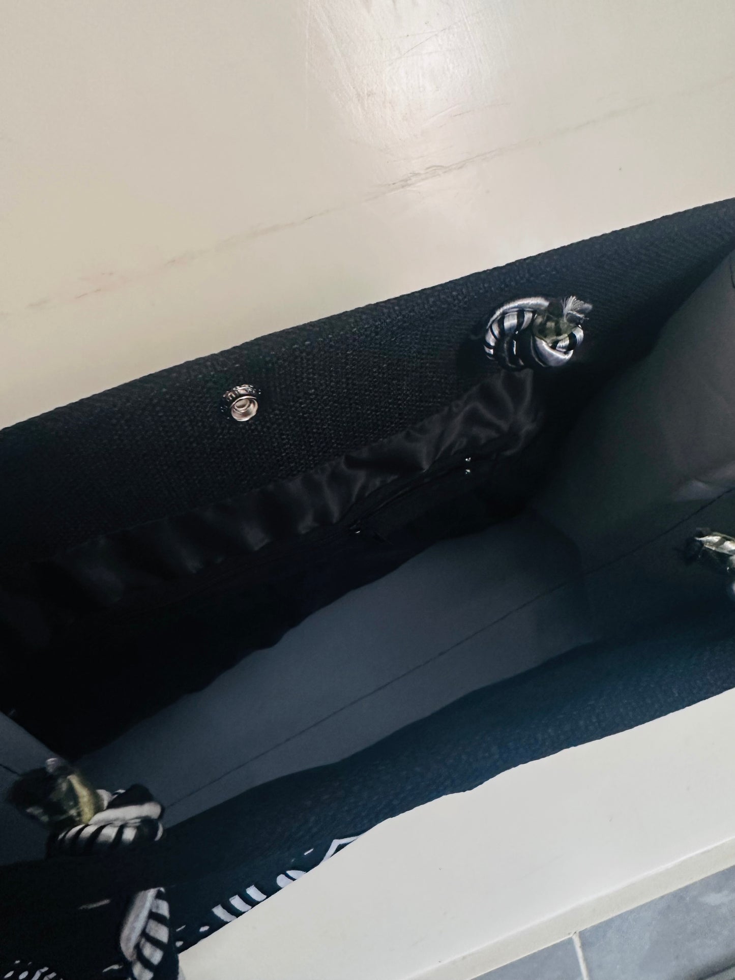 Sac cabas en Wax - Bogolan Noir / Carte Afrique