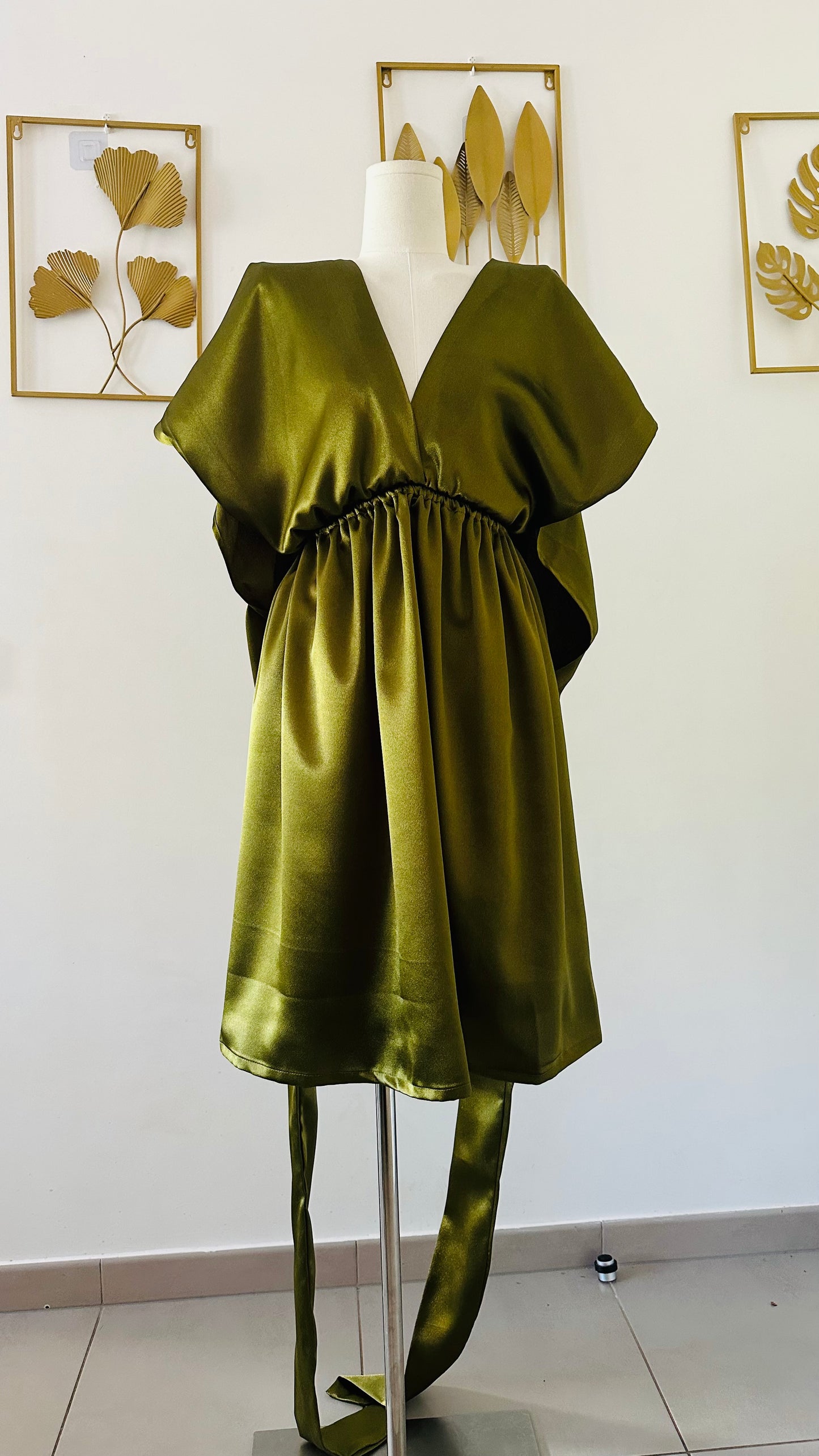 Robe Infinity Satin Olive Brillant – Mariage, Soirée, Bal – 4 Longueurs