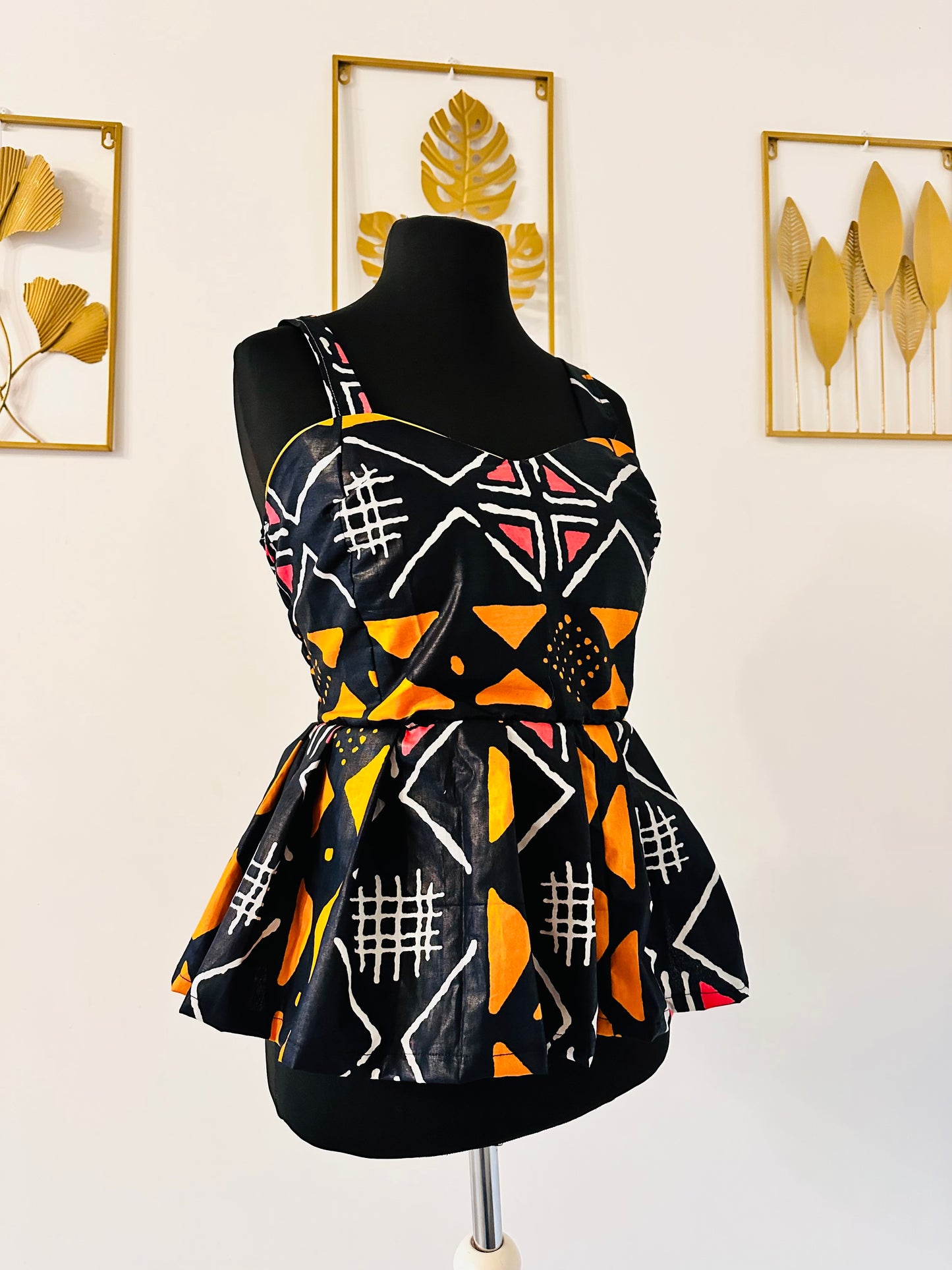 Bustier en wax - haut style corset en pagne