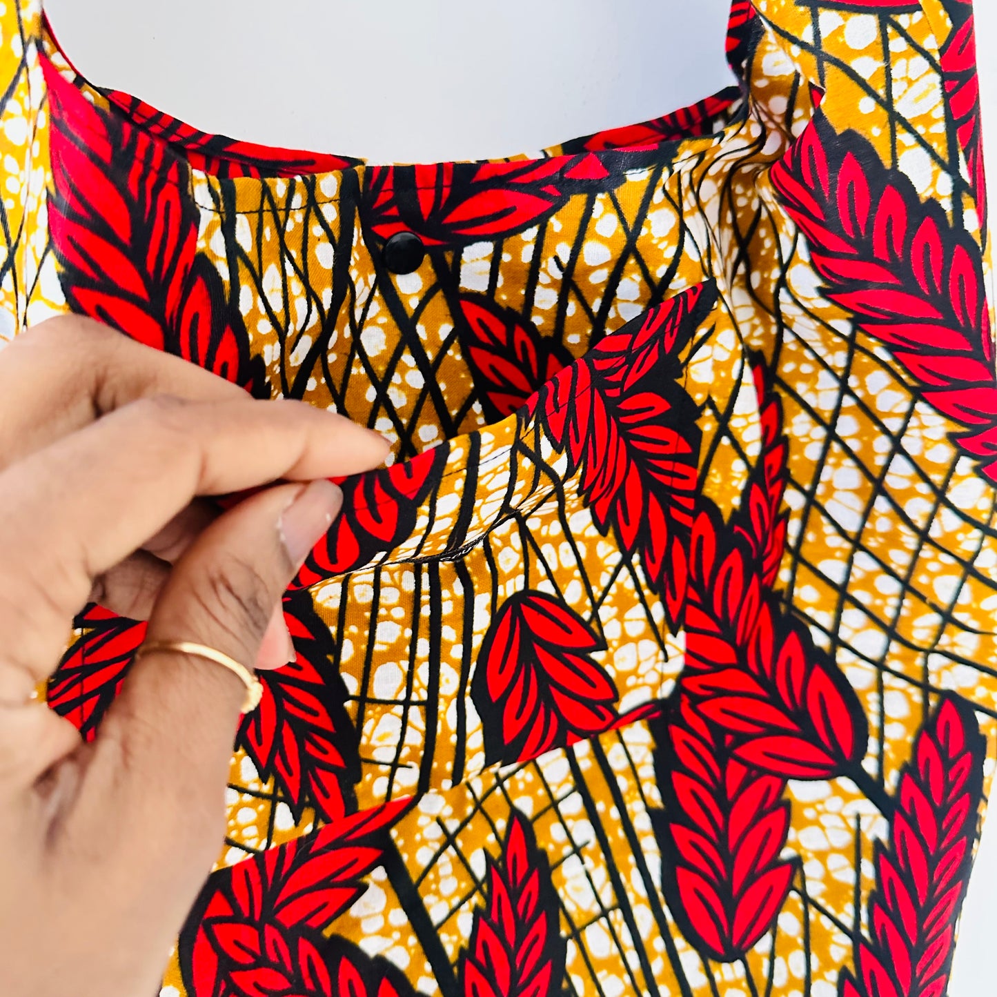 Sac en wax Rouge et beige - Hobo bag wax