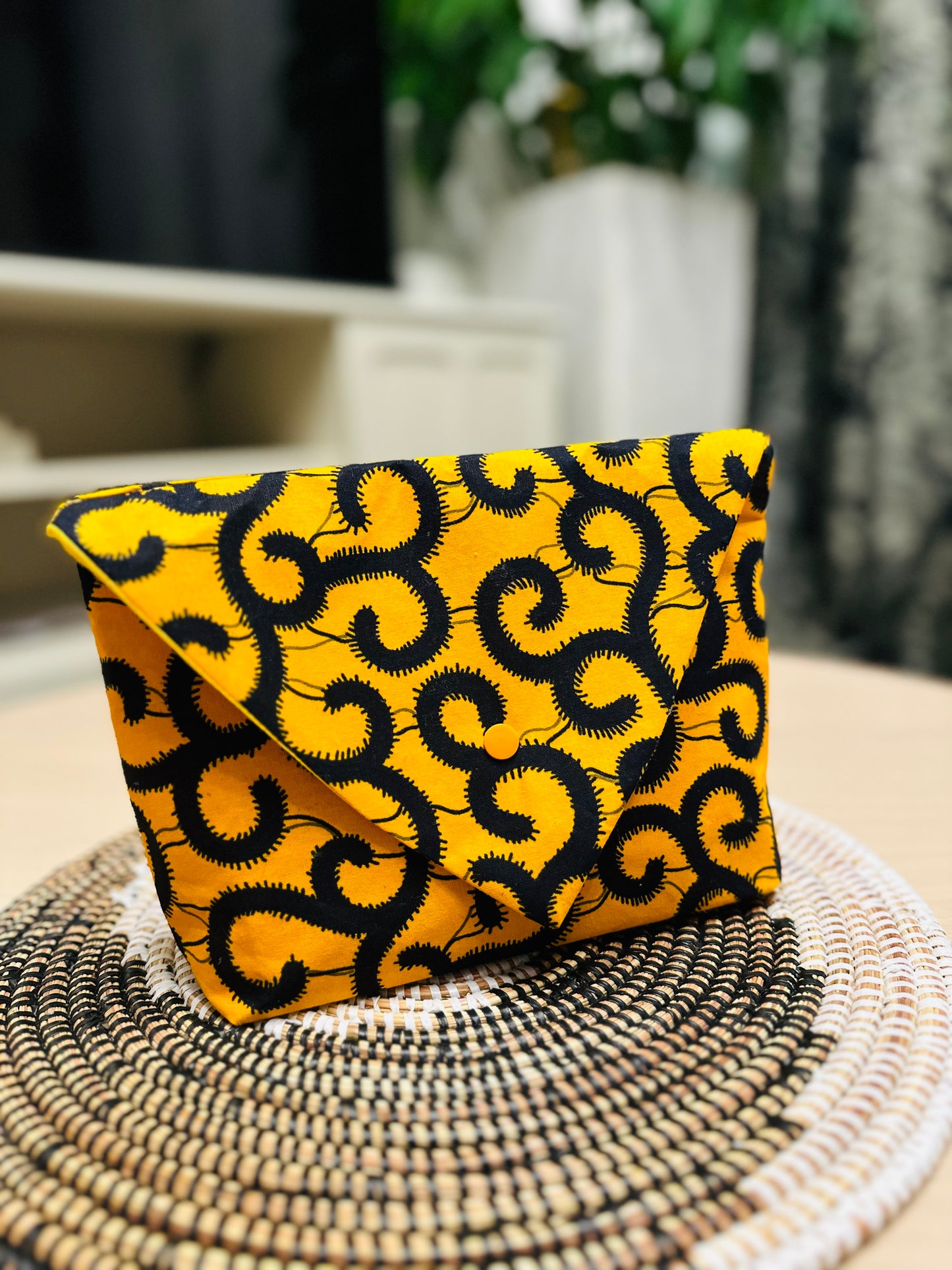 Pochette en Wax jaune