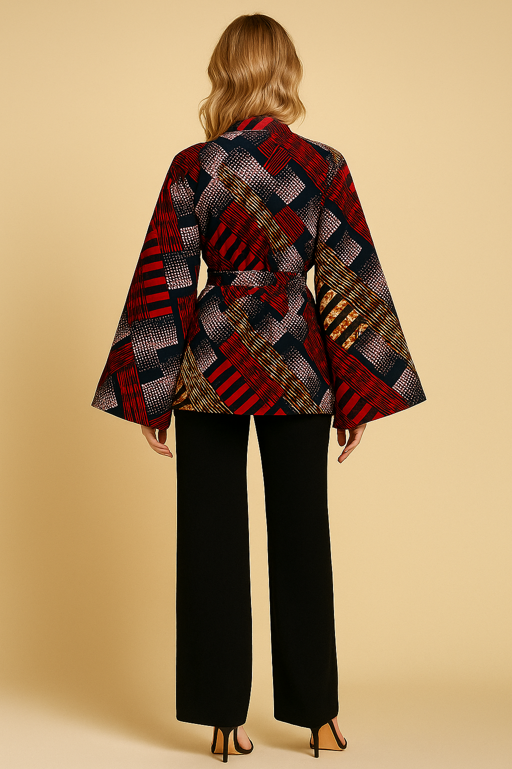 veste africaine rouge- kimono - kimono rouge- kimono femme en wax