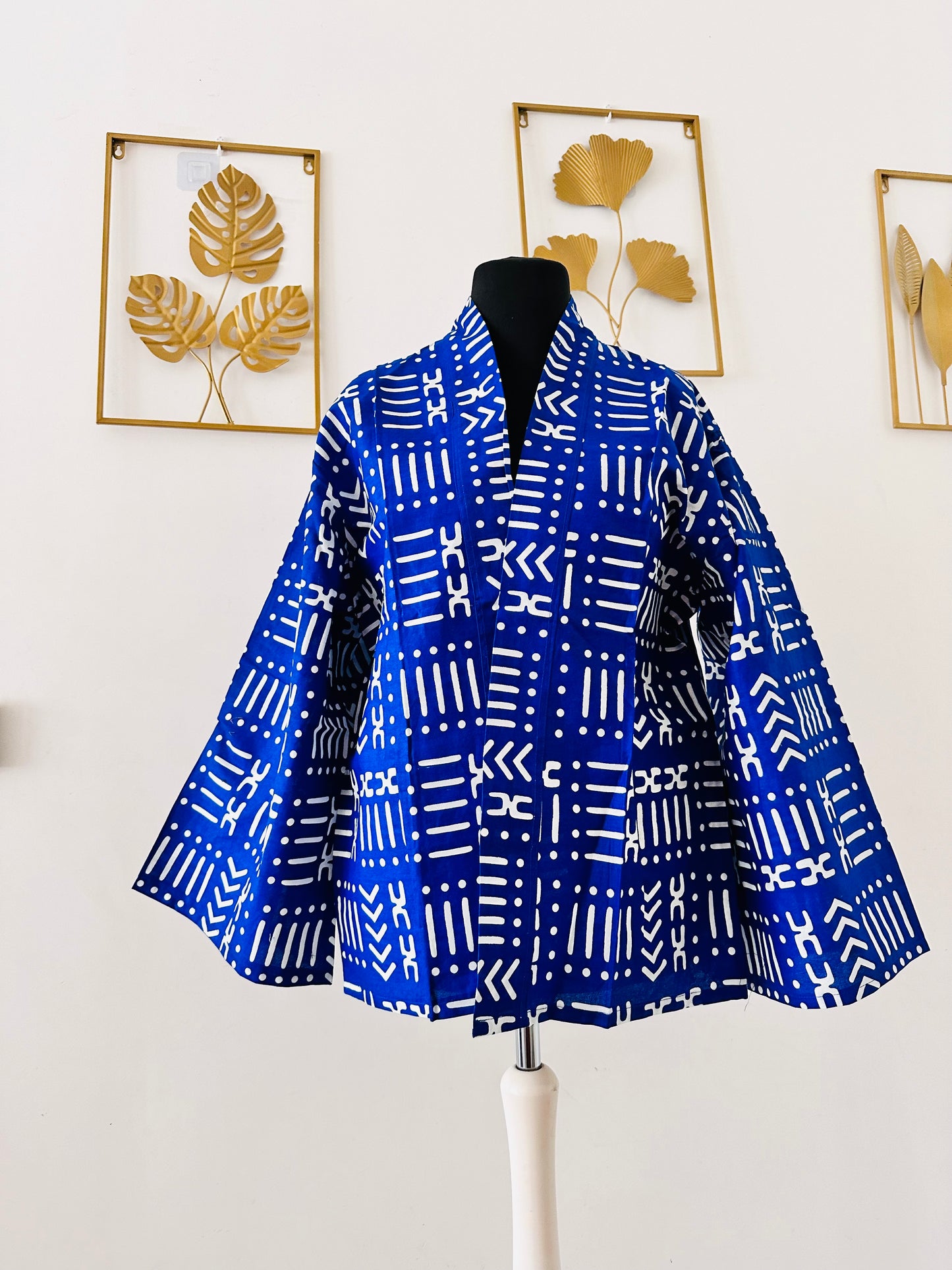 Kimono en wax Bogolan - Wax bleu