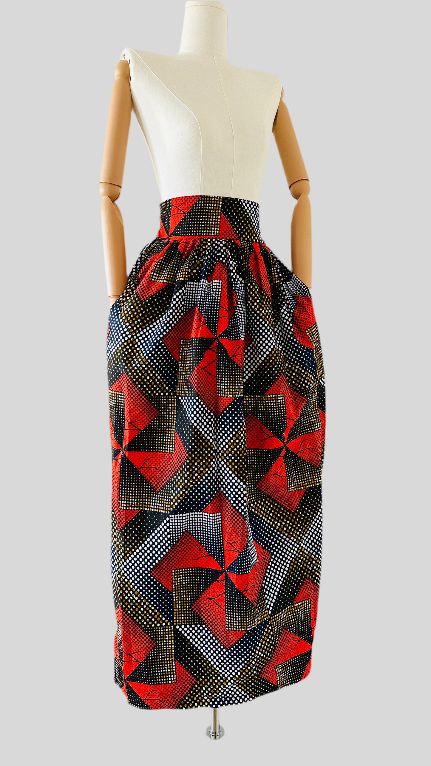 Jupe africaine longue - Taille Haute - Avec poches - Amina