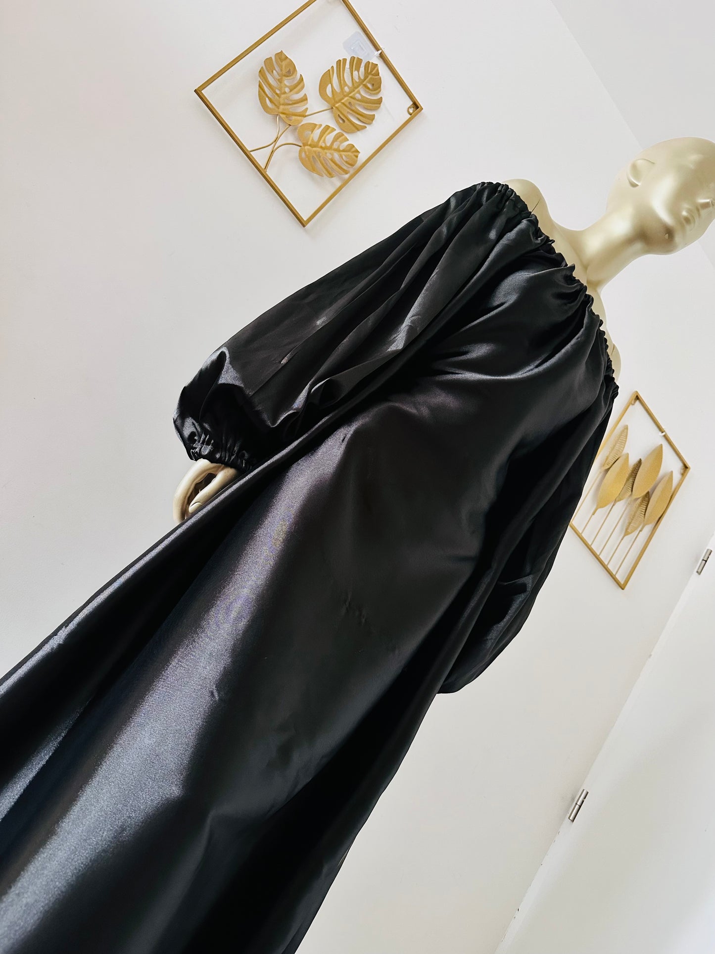 robe femme en satin noir - robe de mariage noir tenue eid - cadeau eid