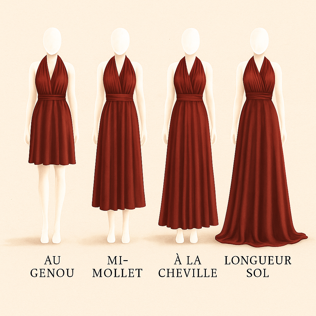 Robe Demoiselle d’honneur en Satin Bordeaux - Infinity