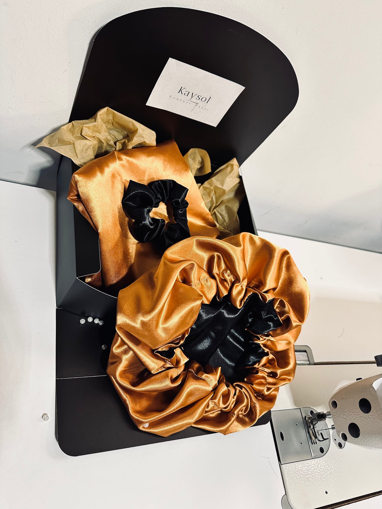 Box Taie d’oreiller en satin - Bonnet de nuit en satin et chouchou