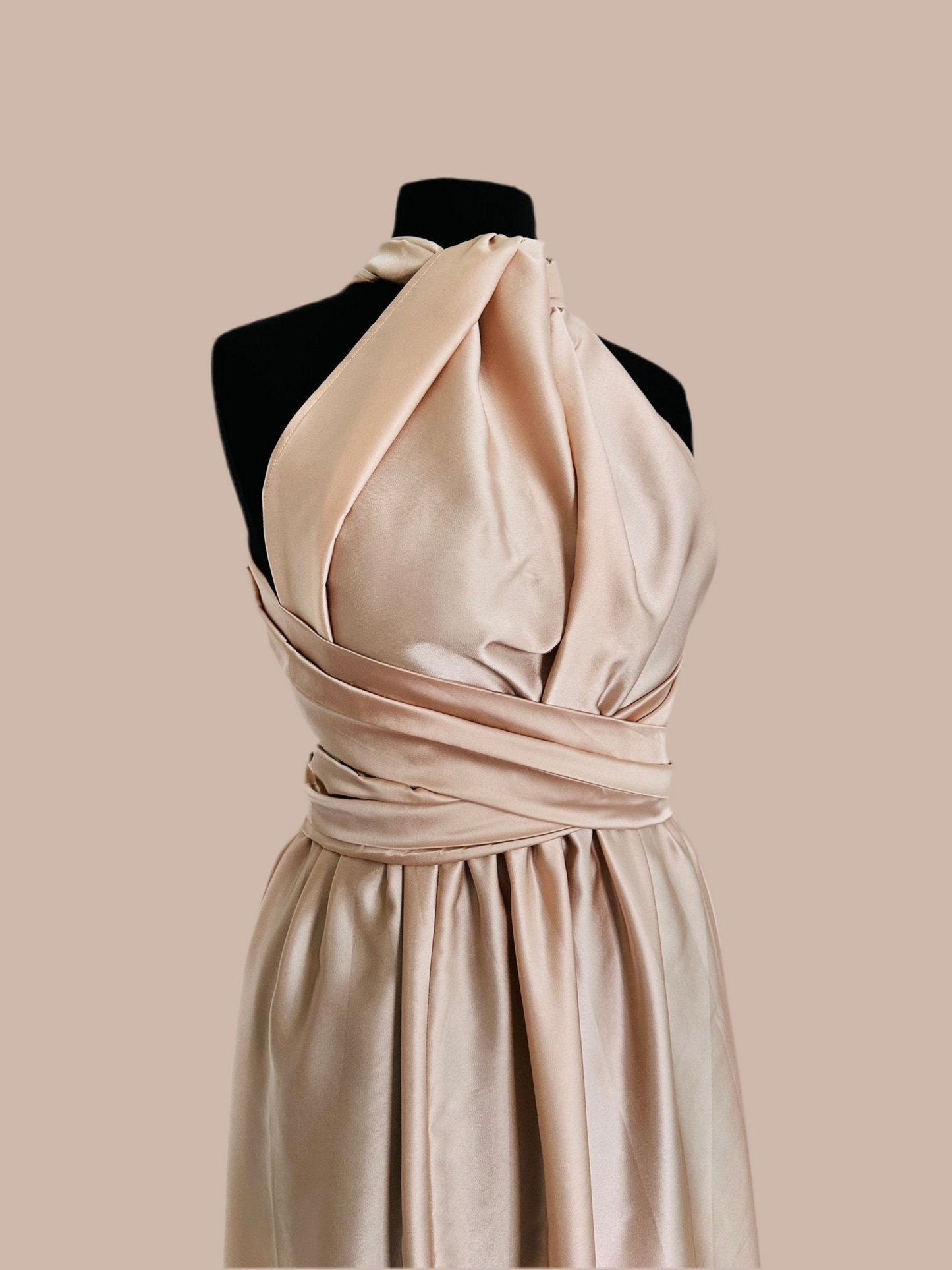 Robe demoiselle d’honneur en Soie - Robe infinity Beige Champagne