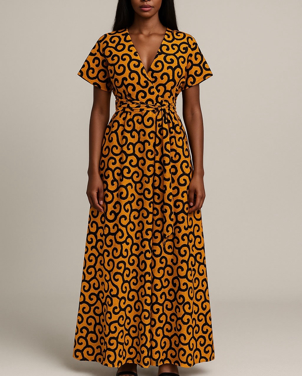 Robe infinity en Wax Jaune - Kaysol Couture