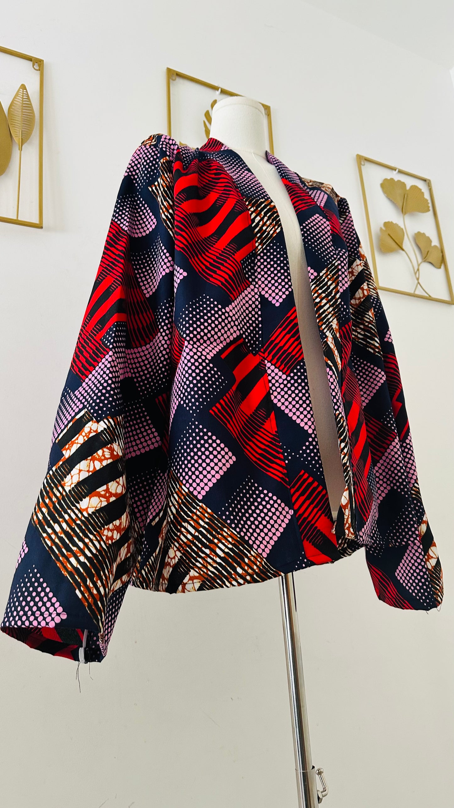 veste africaine rouge- kimono - kimono rouge- kimono femme en wax