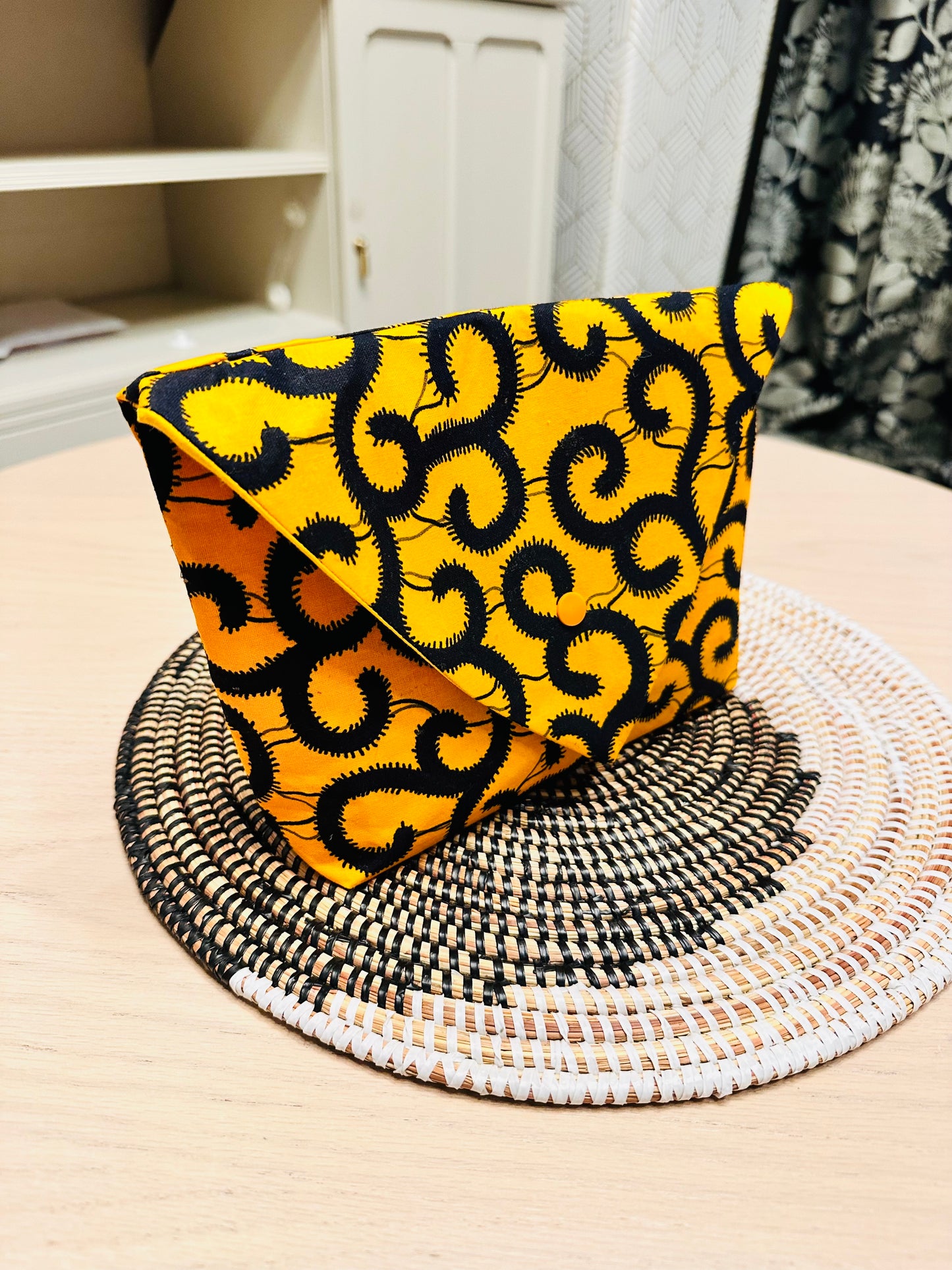 Pochette en Wax jaune