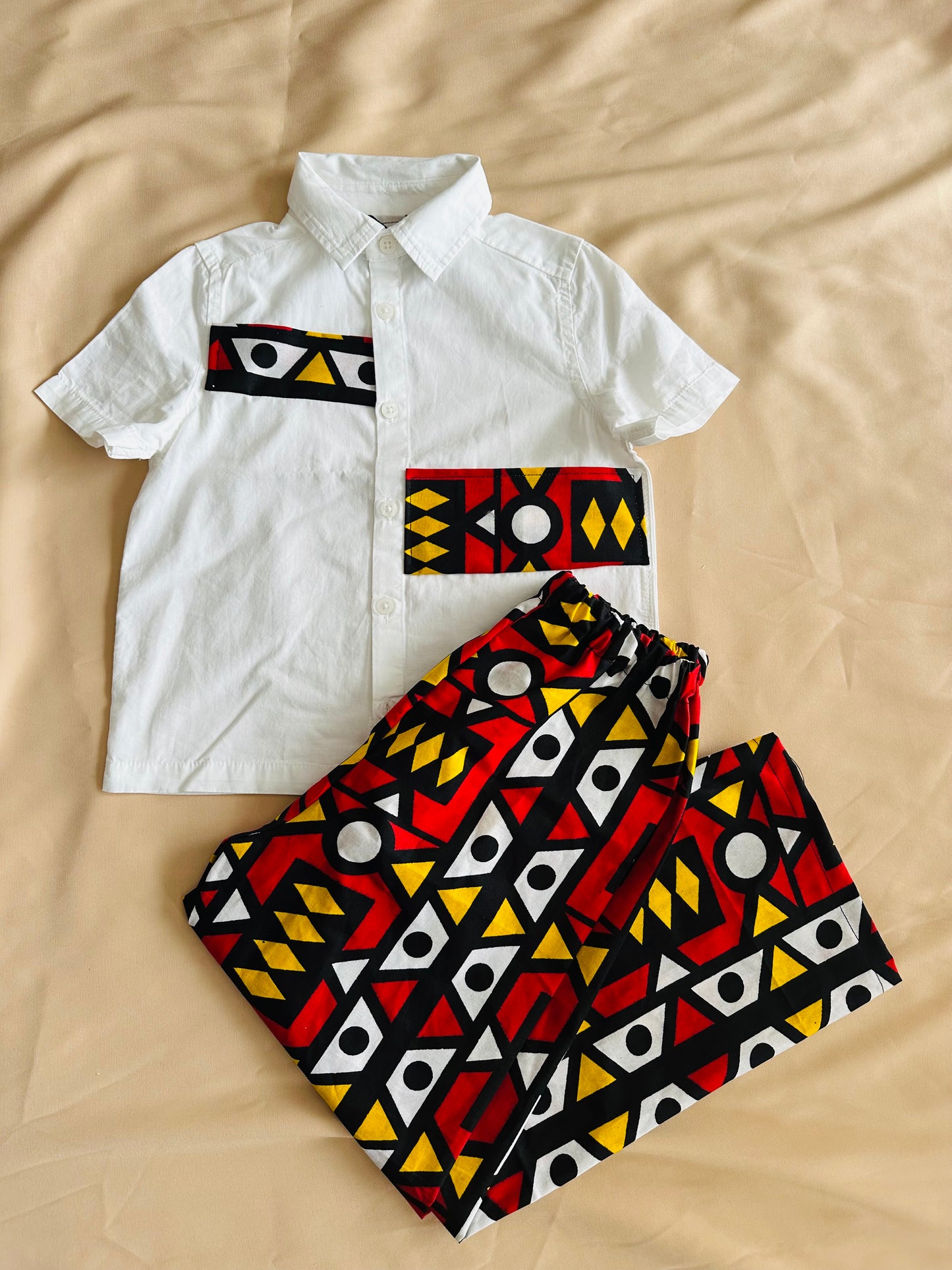 Ensemble style Africain enfant - chemise et pantalon - Bogolan