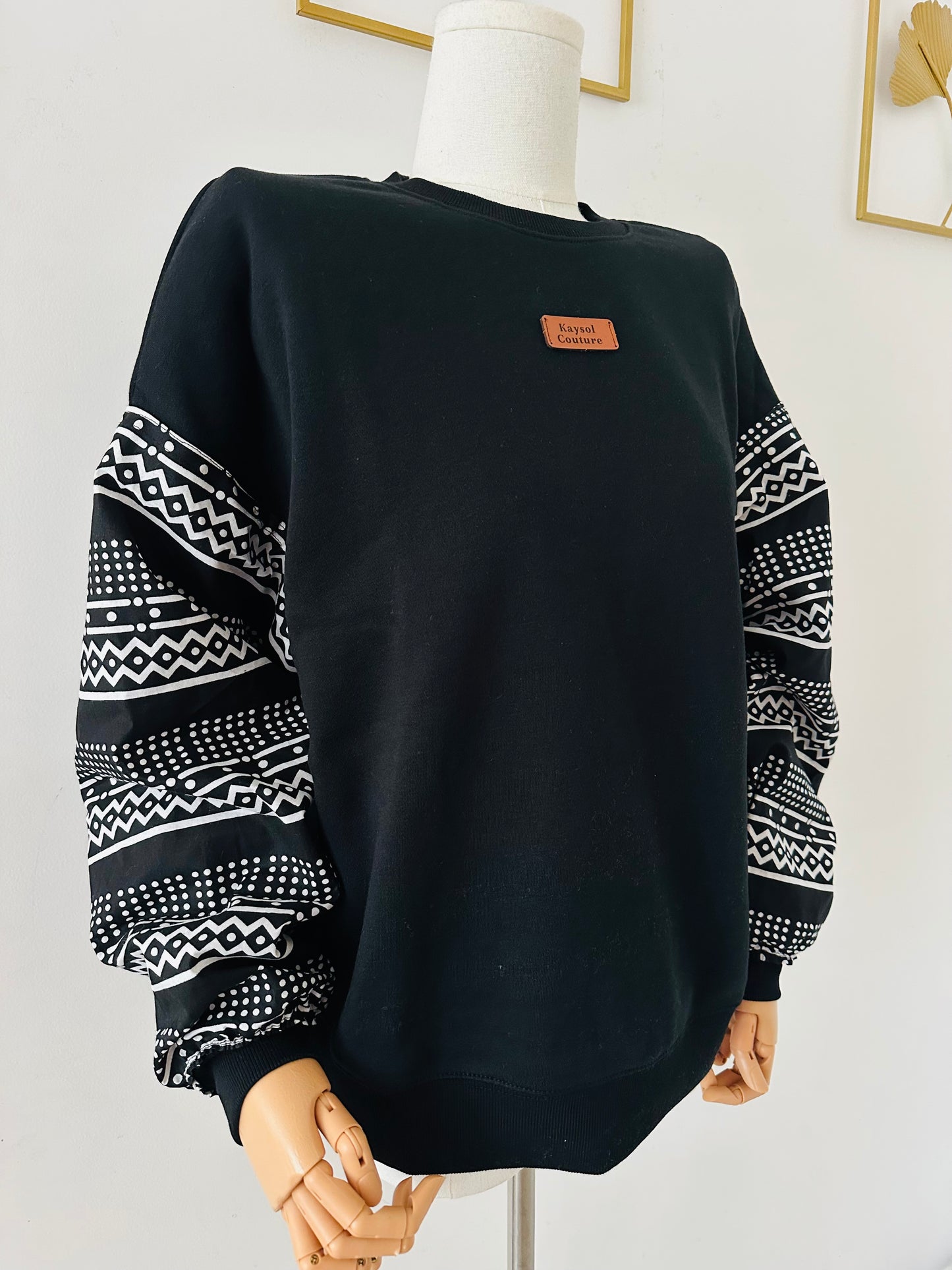 Sweat femme noir Bogolan classique – Kaysol Couture