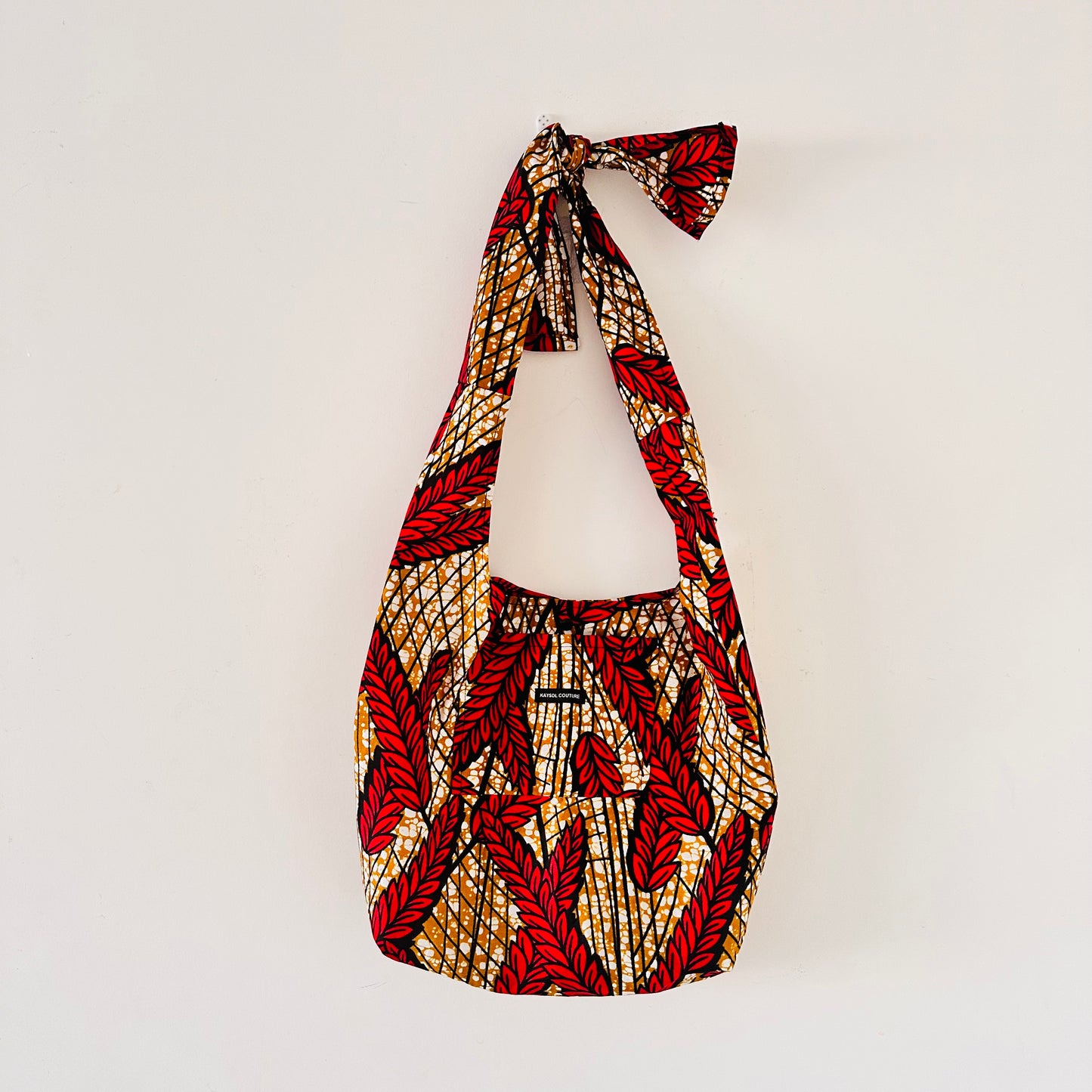 Sac en wax Rouge et beige - Hobo bag wax