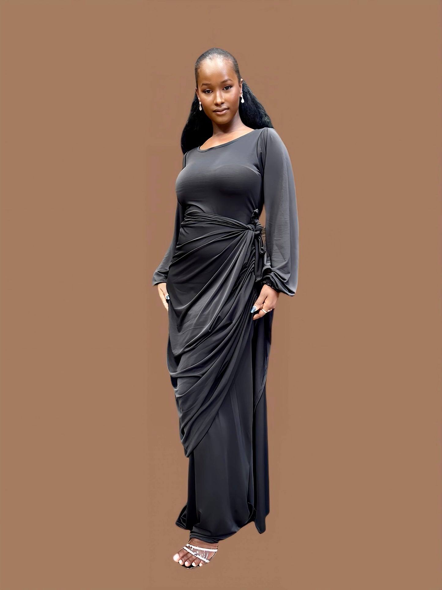 Robe Drapee noir, robe de demoiselle d’honneur, femme, musulmane, robe de demoiselle d’honneur, mariage, musulman, robe, demoiselle d’honneur, femme, voilée, robe, femme voilée