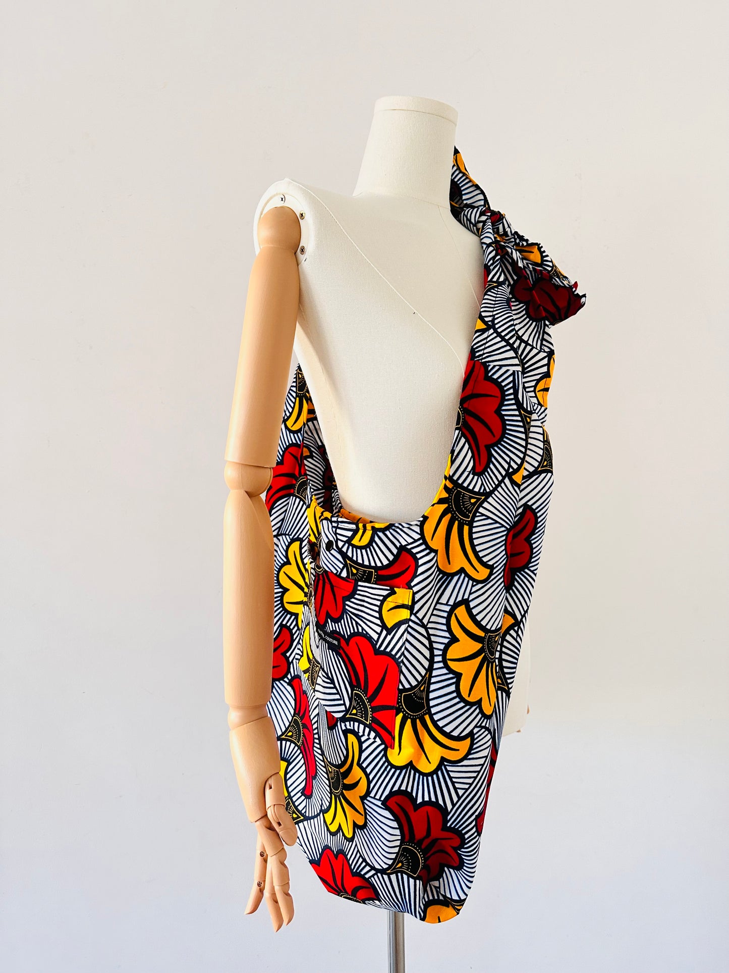 Hobo bag wax - Sac Fourre-tout en wax - Rouge-jaune