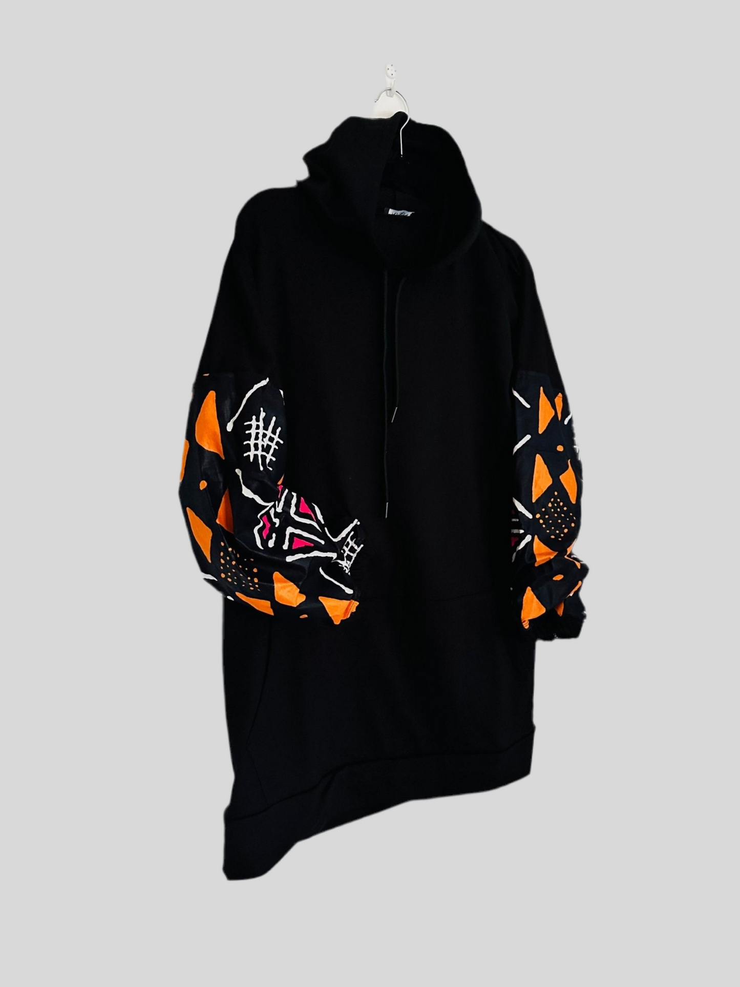 Sweat long Wax noir - Pull long en wax original / sweat tissu africain