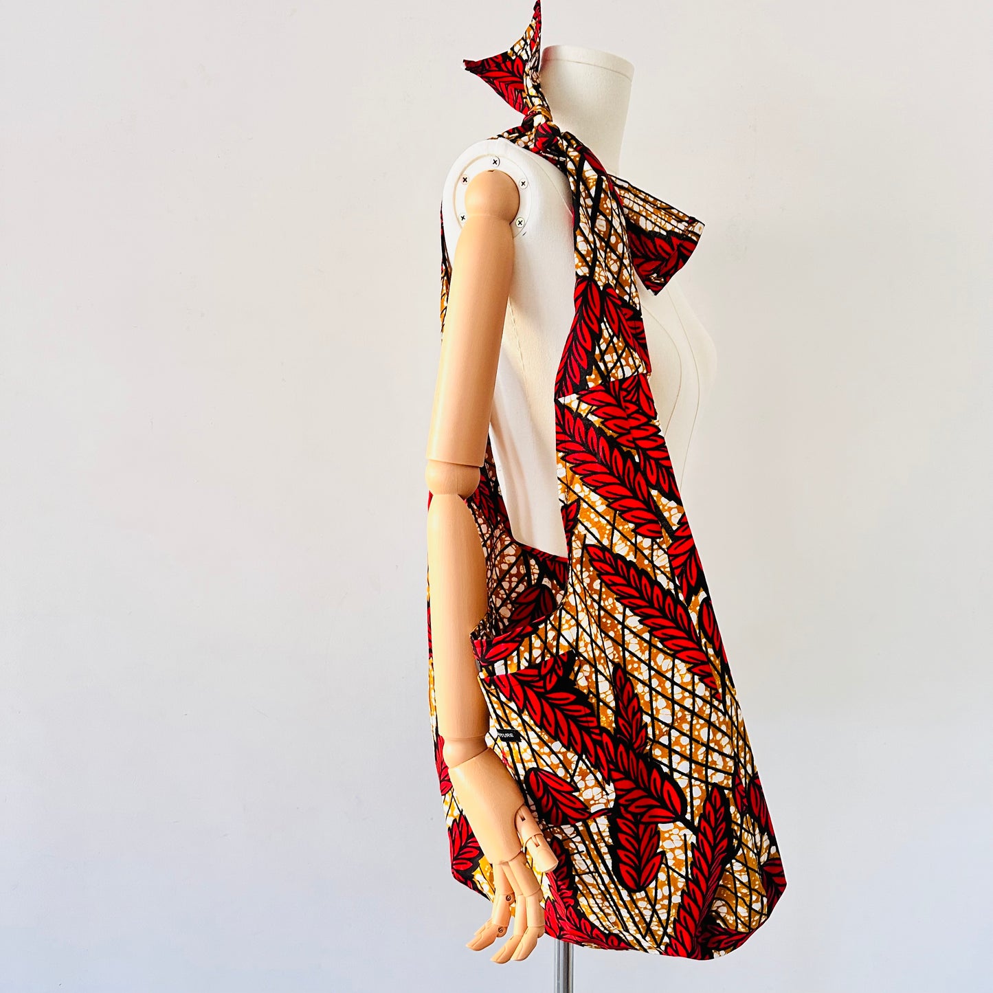 Sac en wax Rouge et beige - Hobo bag wax