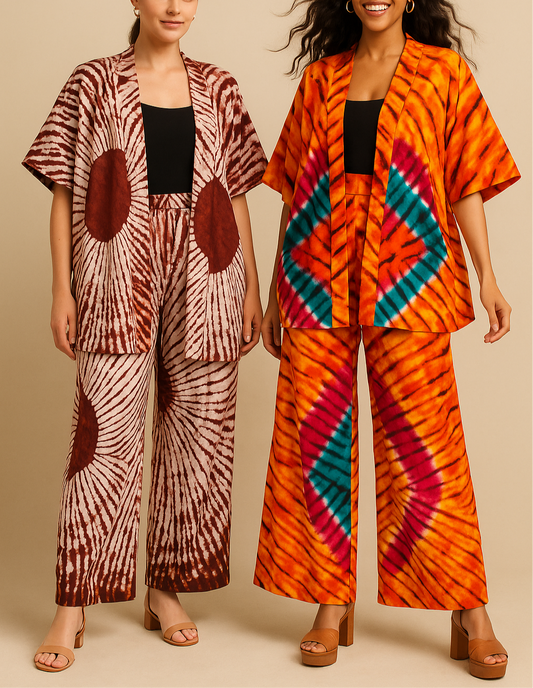 Set Kimono et Pantalon - Couleur au choix - Tie-Dye
