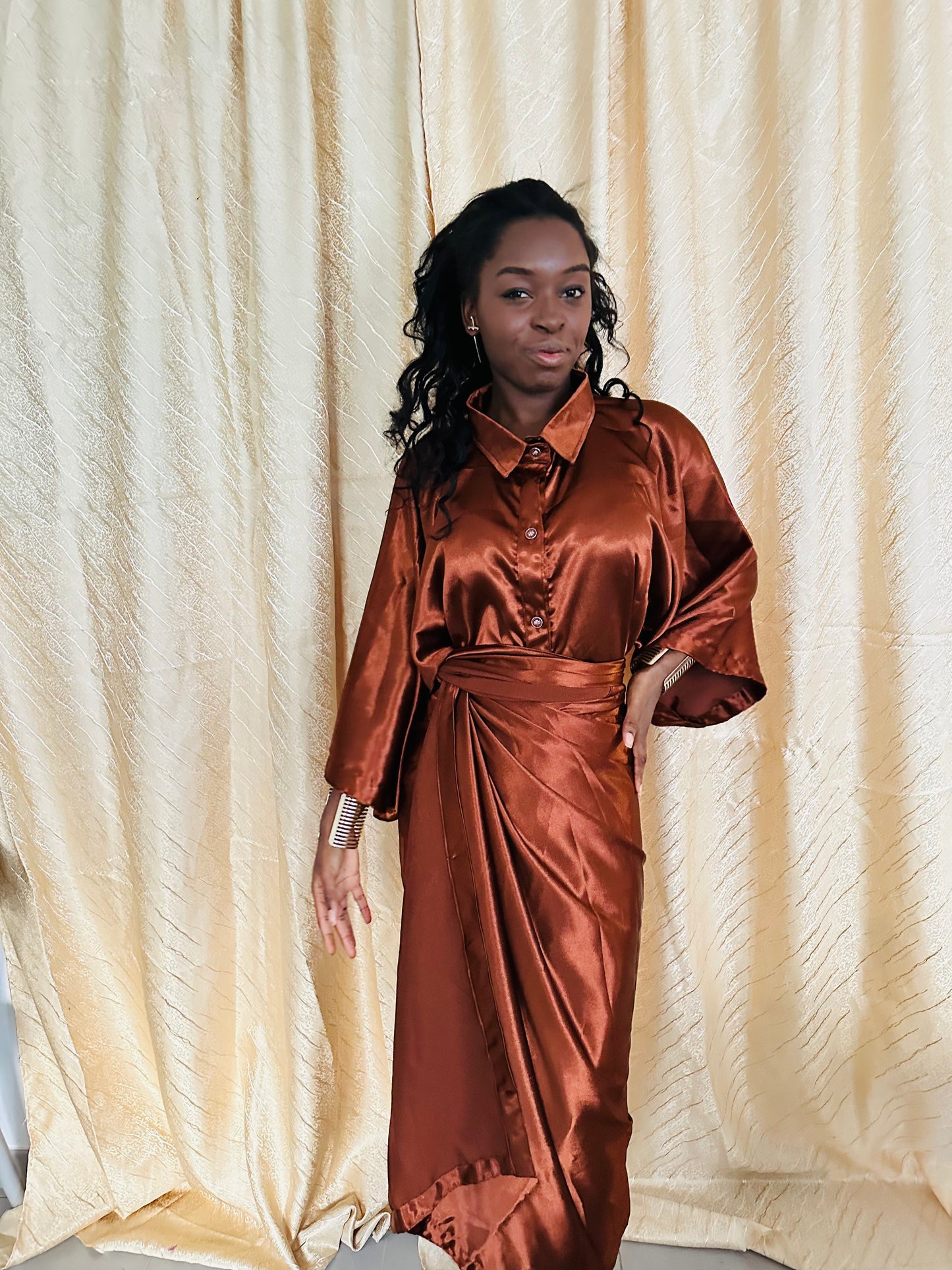 Ensemble deux pièces femme en Satin Duchesse - Tenue Mastoura Chic - Choix de couleur