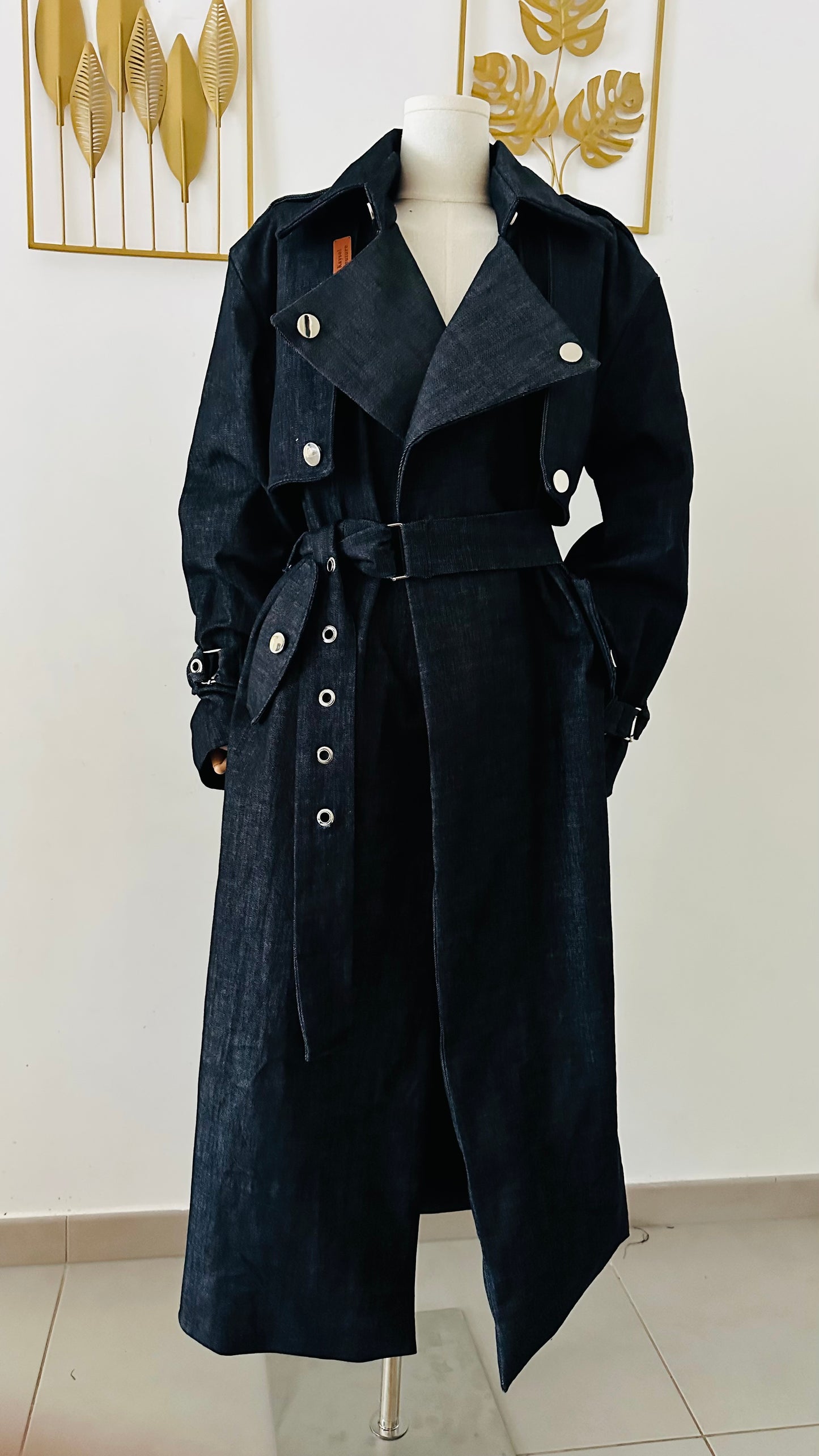 Trench en jean - Zahra – Manteau long femme élégant - Ceinture ajustable
