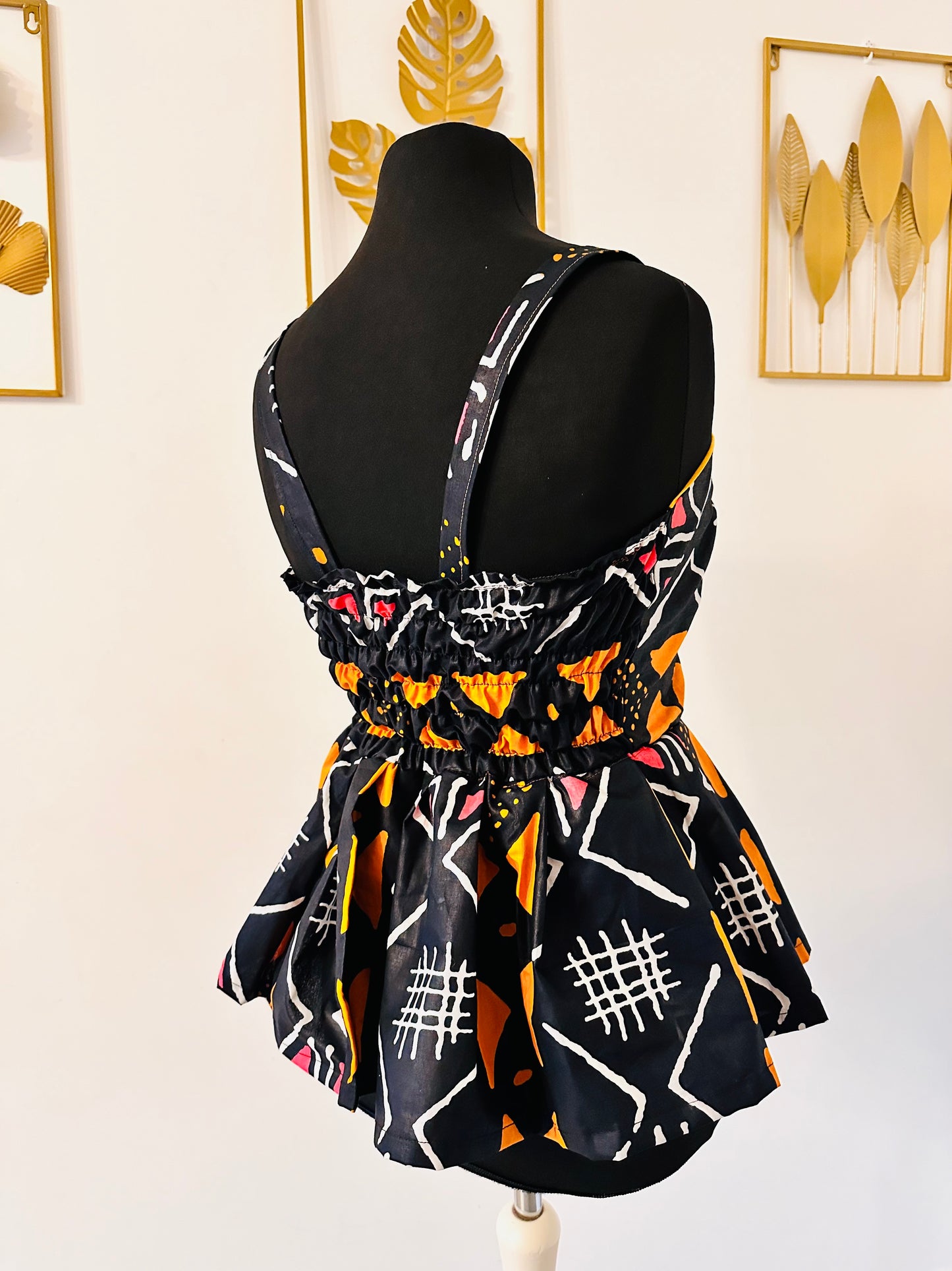 Bustier en wax - haut style corset en pagne