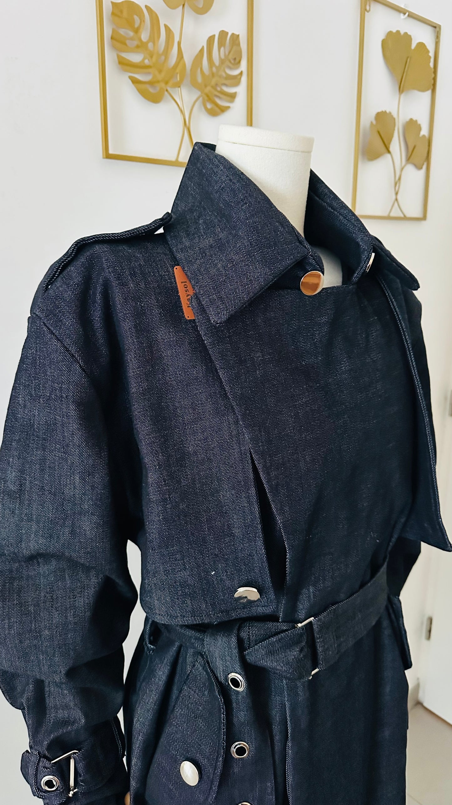 Trench en jean - Zahra – Manteau long femme élégant - Ceinture ajustable