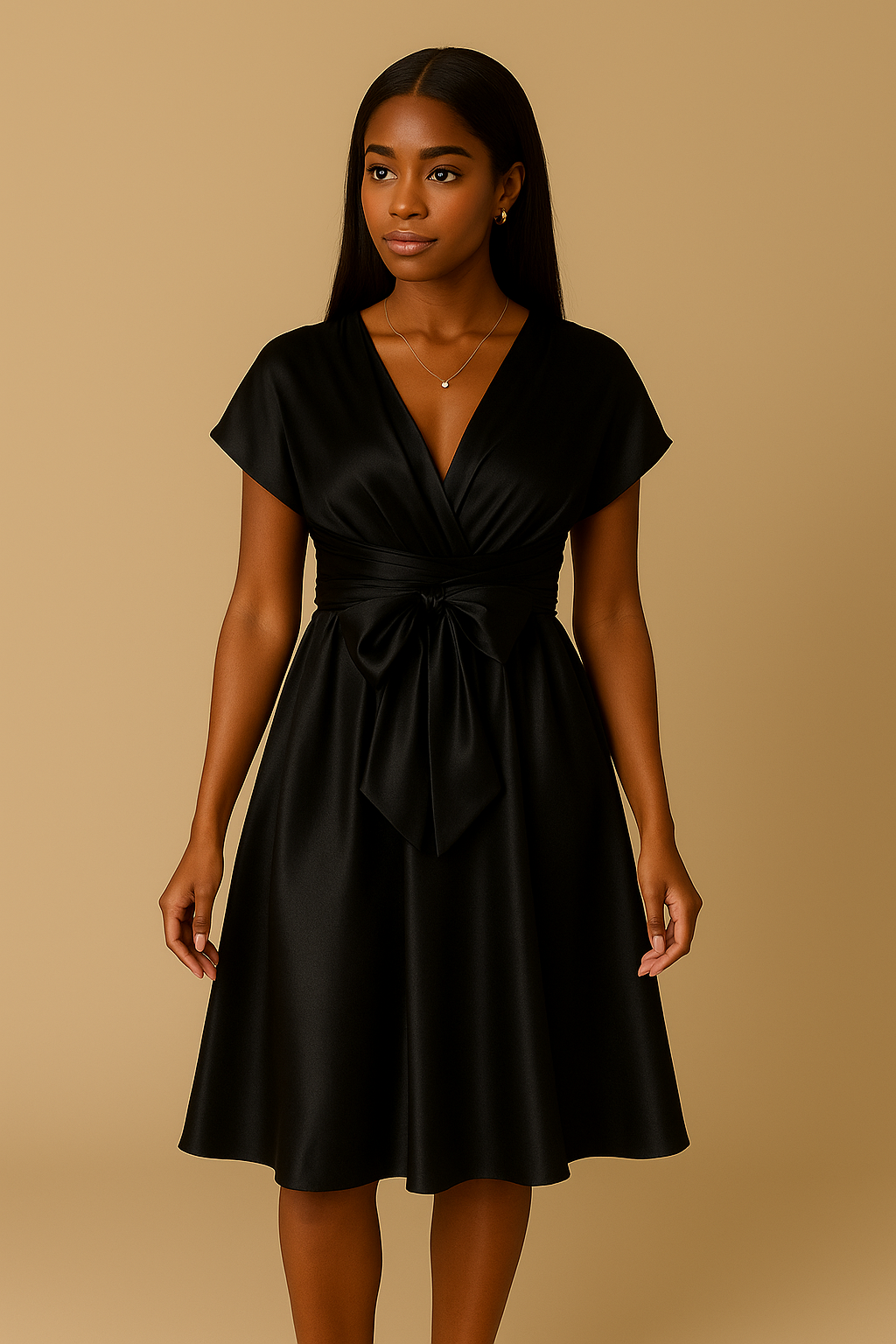 Robe convertible Noir en Satin - Robe de soirée Kaysol