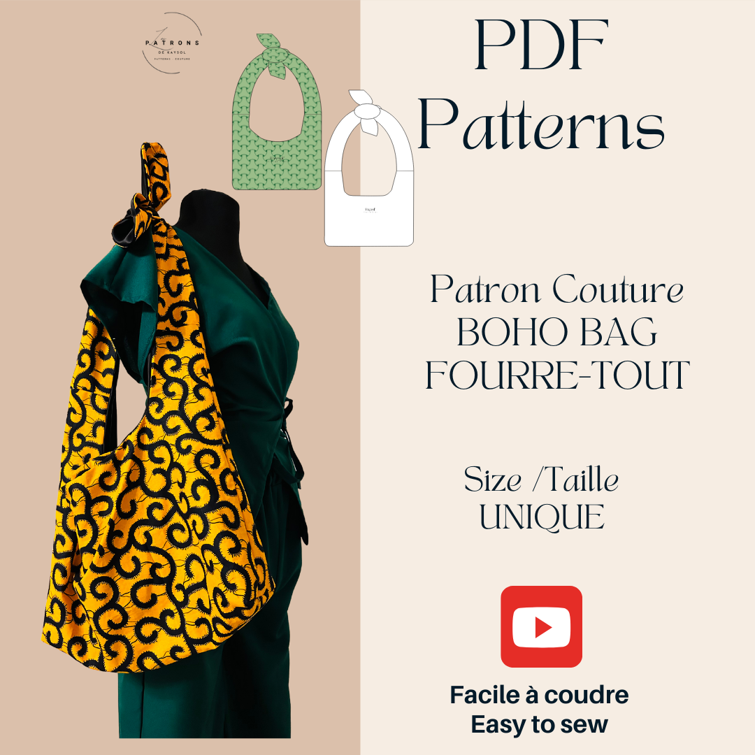 Patron couture Hobo Bag - Fourre-tout - Patron Pdf