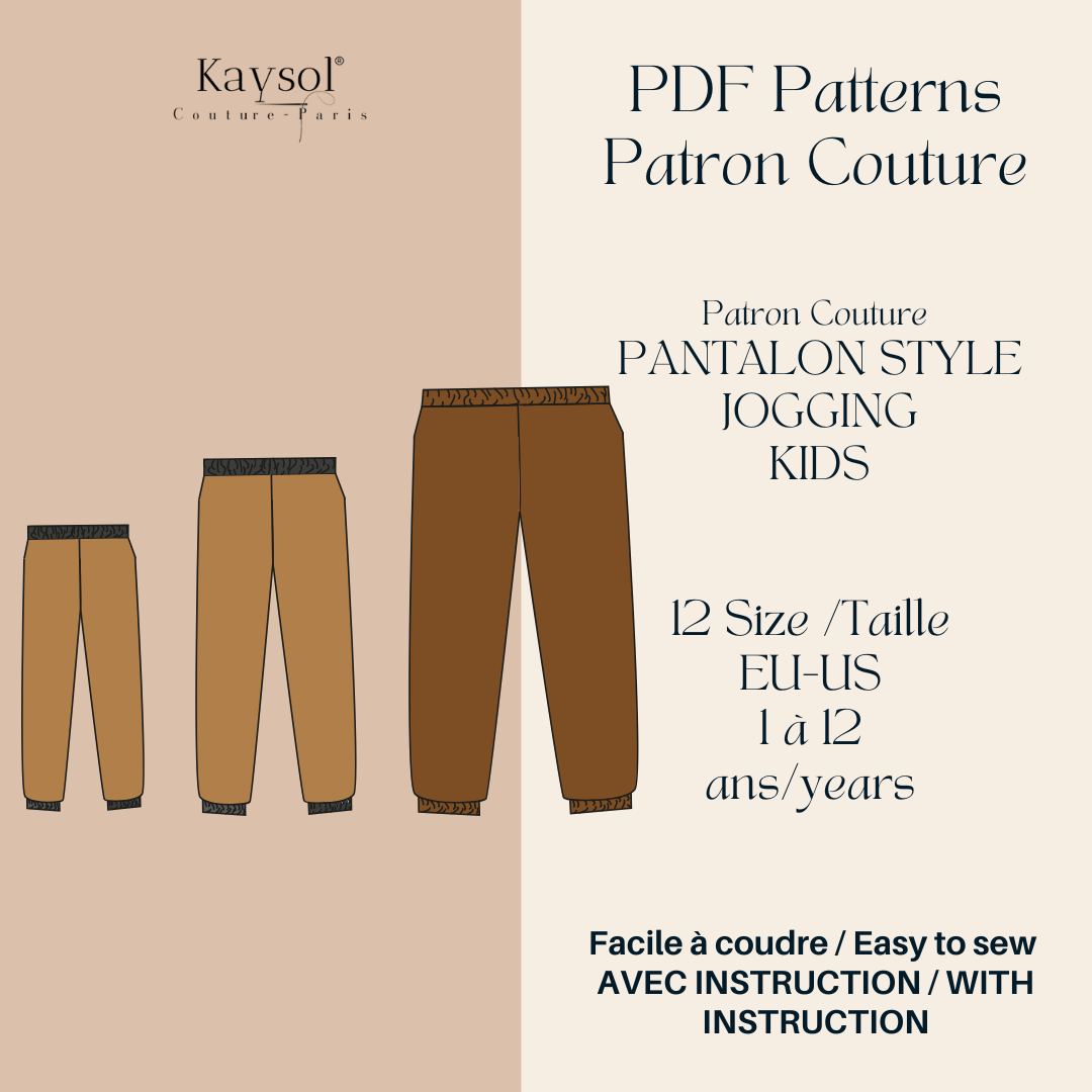 Patron Couture Pantalon enfant - Patron Pdf - Débutant Couture
