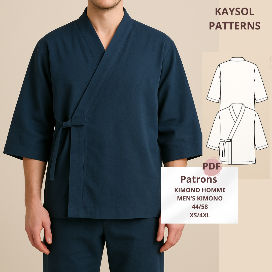 Patron Kimono Homme PDF – Kimono Japonais, tailles 44 à 4XL