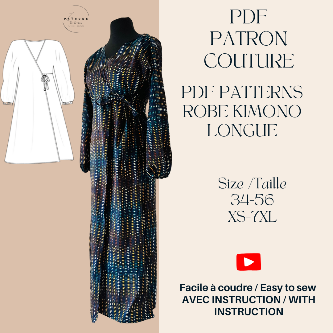Patron Robe Kimono longue - Patron couture PDF