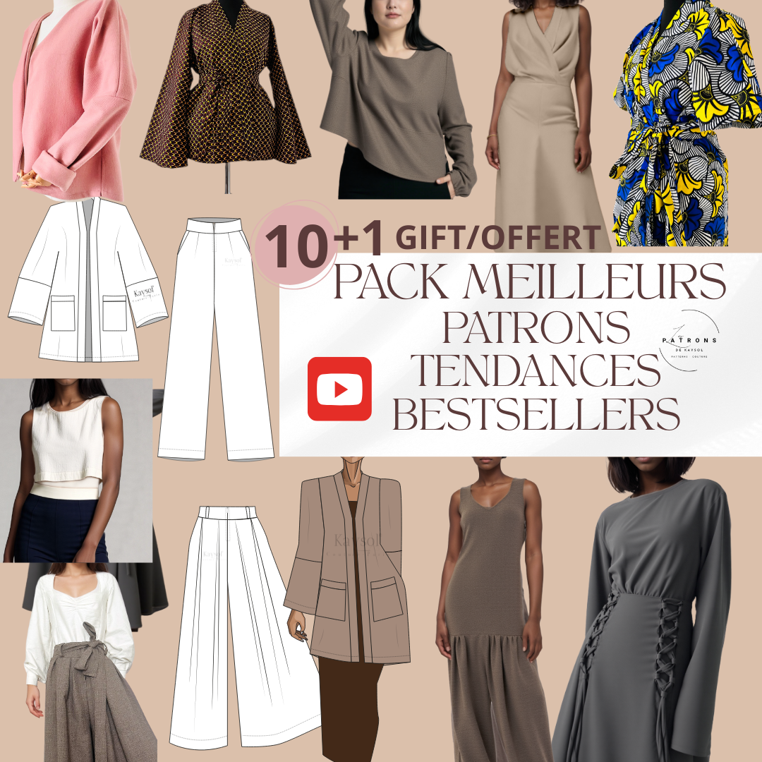 Pack Patrons Couture - 11 Patrons - Taille XXS/5XL / 34/56 EU/US - Français/Anglais