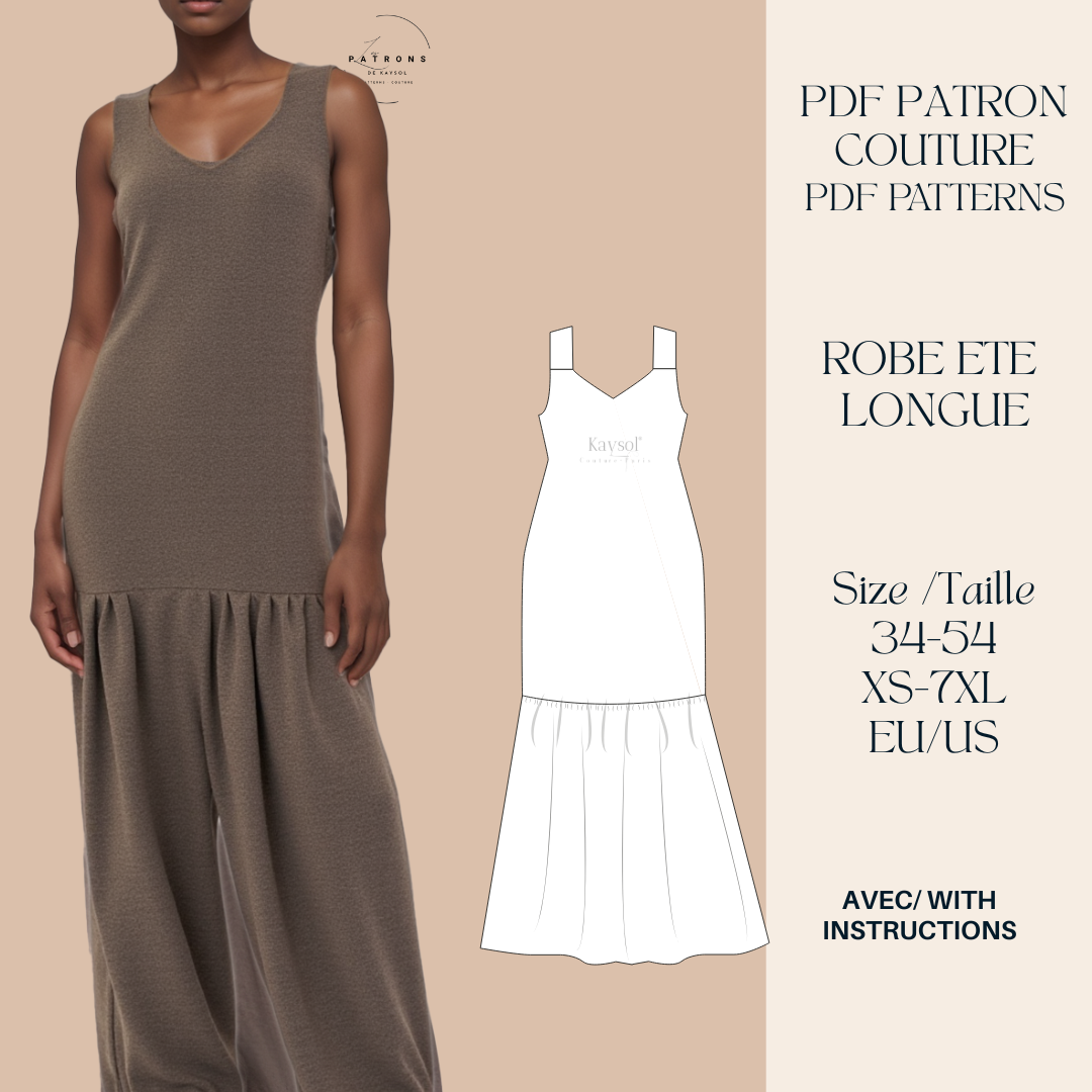 Coudre Robe Longue - Patron de couture Robe Longue - 12 Tailles EU/US