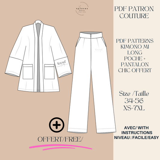 Patron couture Gratuit - Patron couture moderne - coudre un pantalon facile - couture simple vêtement de base - patrons couture pas cher - pdf couture