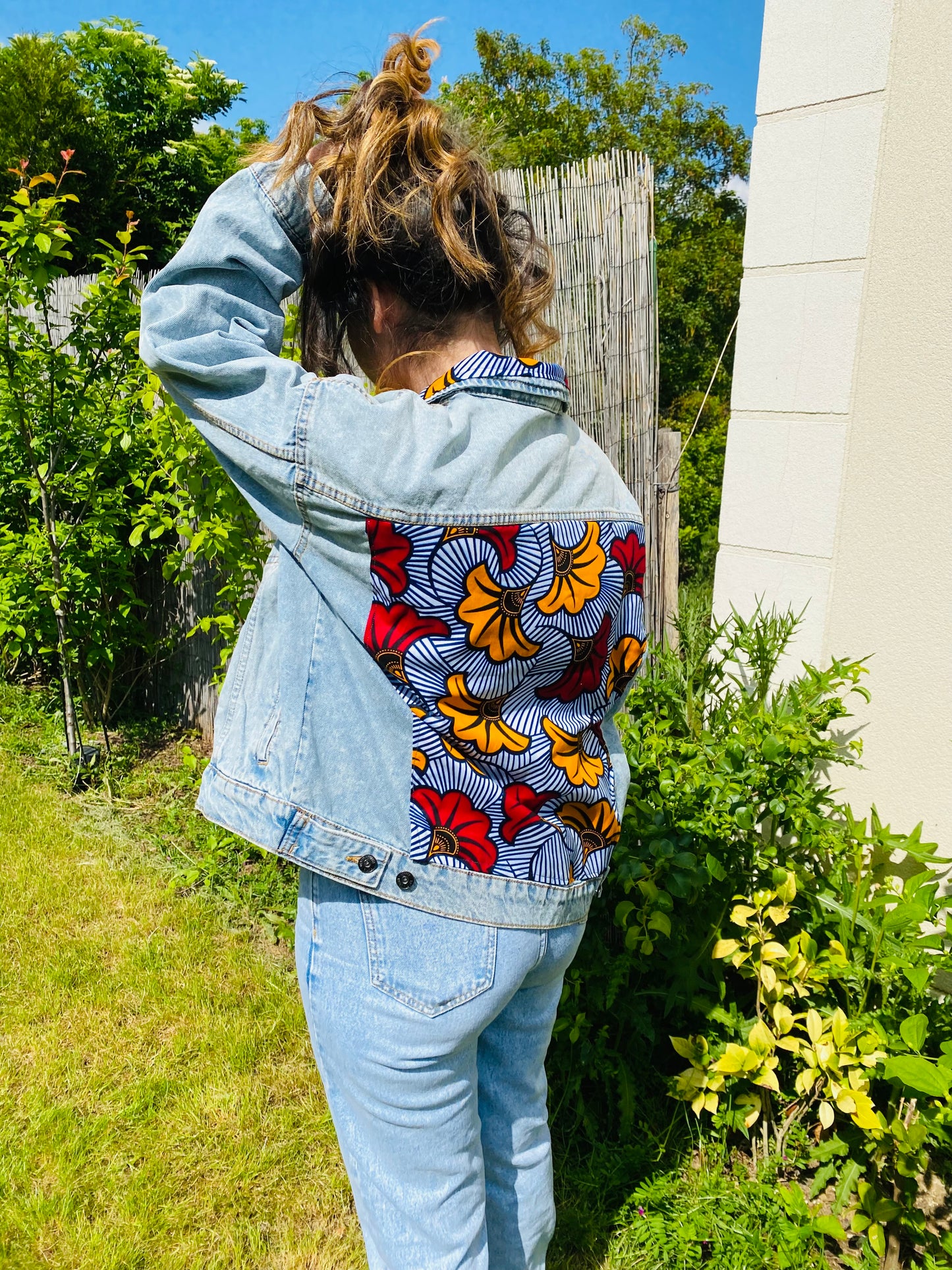 Veste en jean customiser - Veste Wax femme