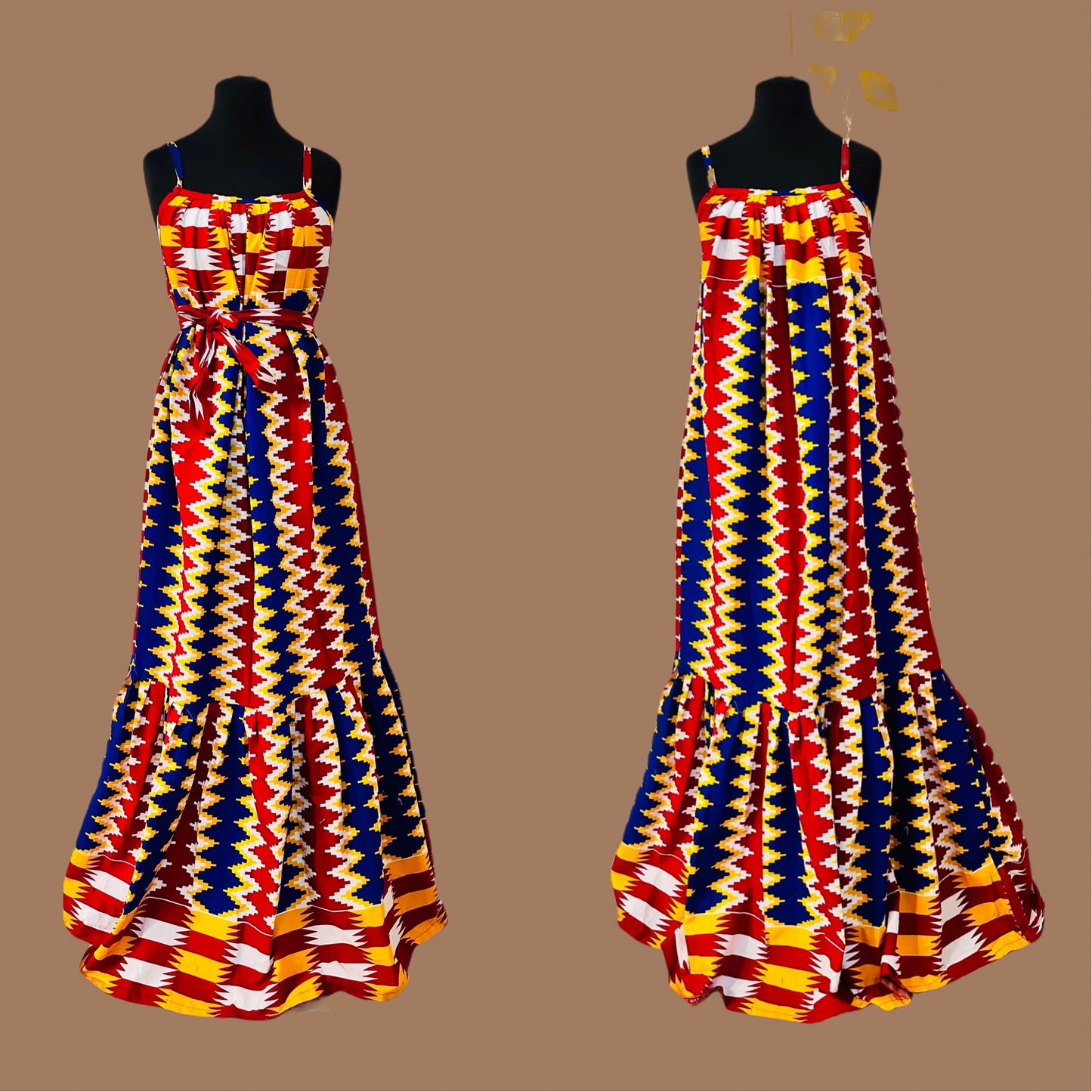 Robe africaine, tendance, robe en Wax, robe d’été colorée, robe, longue, grande, taille