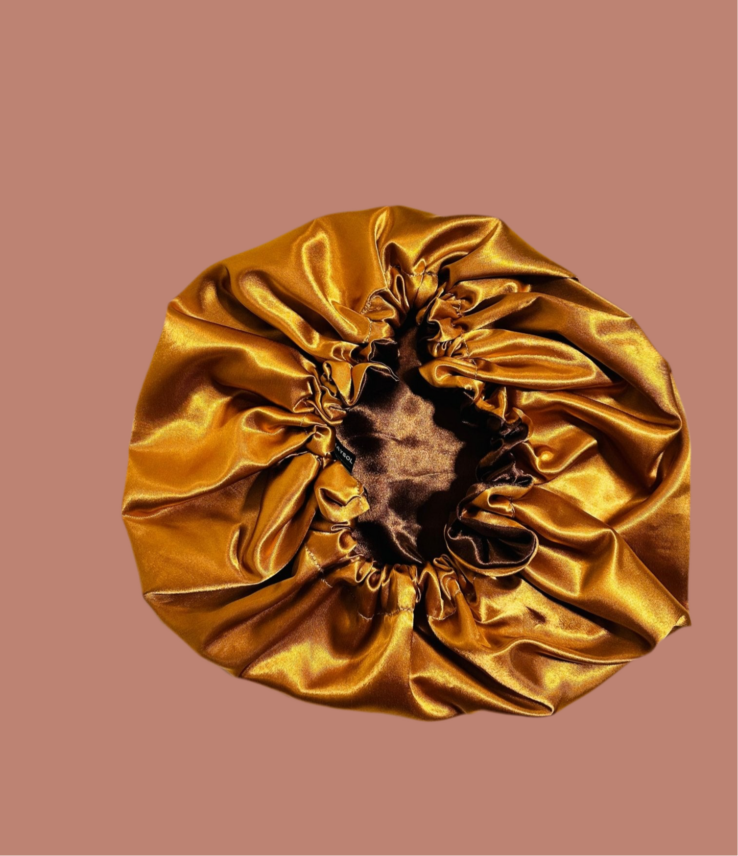 Bonnet en satin terracotta - bonnet de nuit en soie