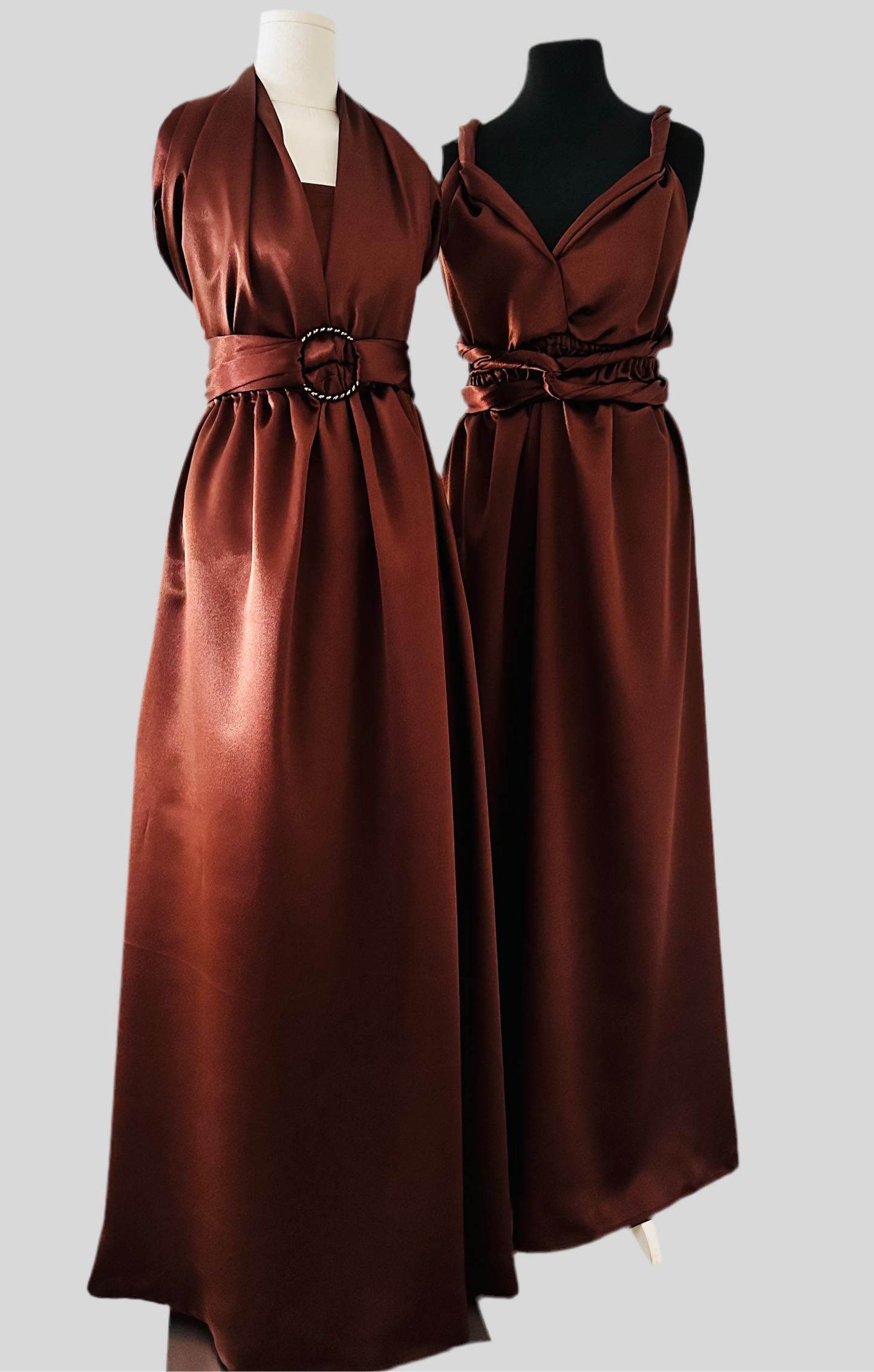 Robe Demoiselle D'honneur Marron Cuivrée - Robe Infinity en Satin