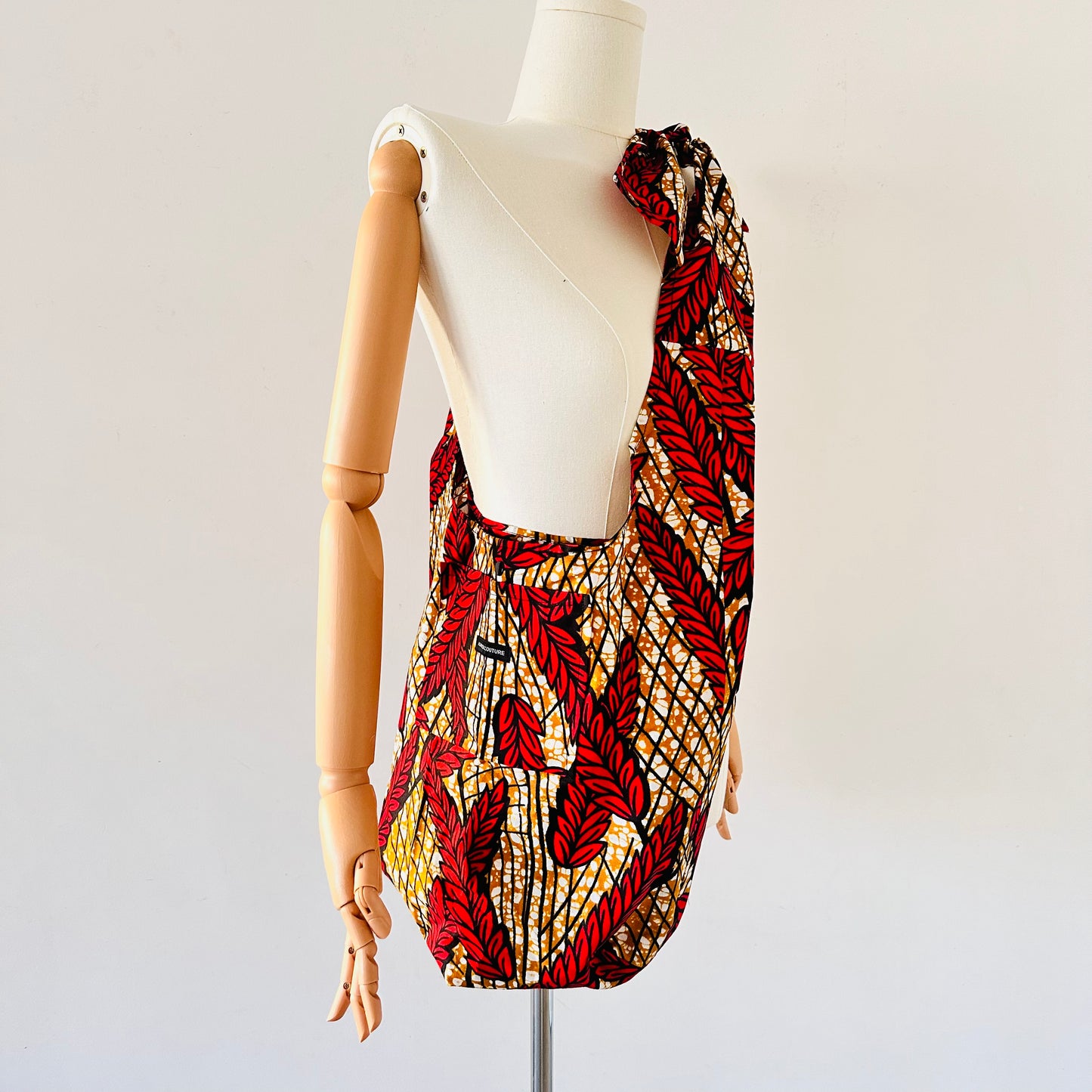 Sac en wax Rouge et beige - Hobo bag wax