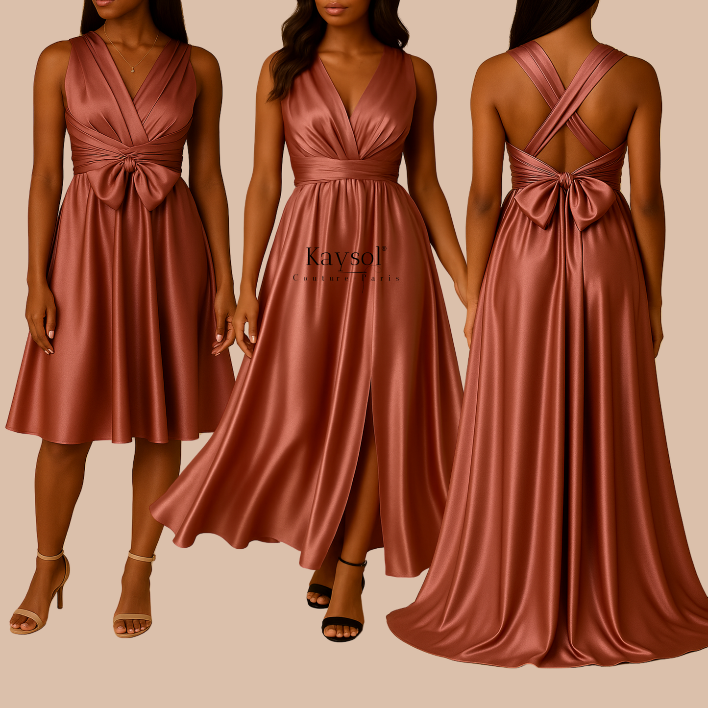 Robe Demoiselle Dhonneur Bois de Rose - Robe Convertible